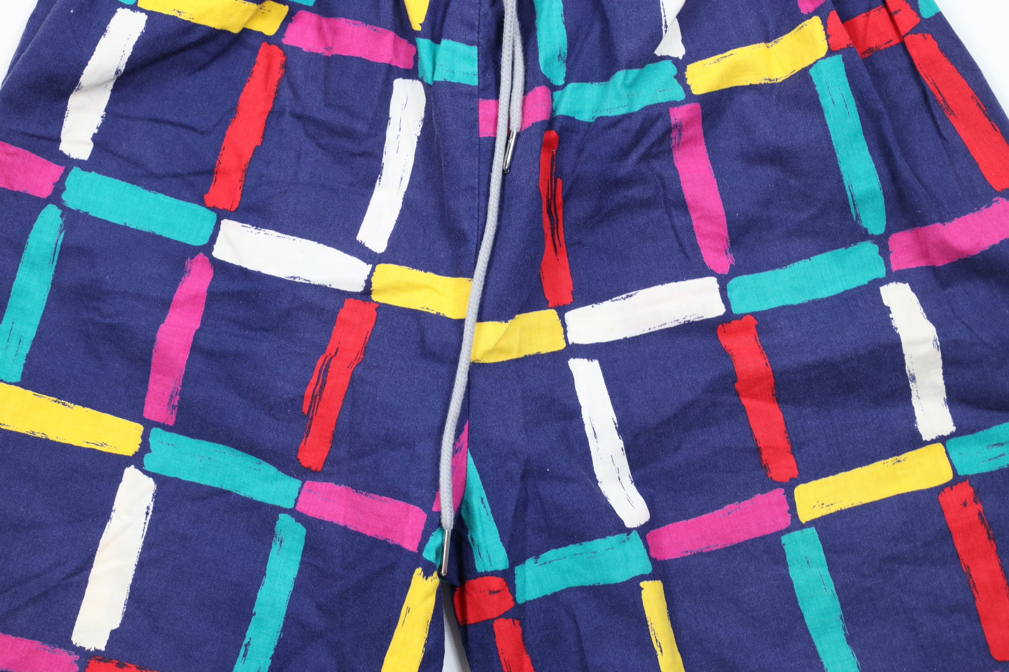 Vintage Vintage 80s 90s Le Tigre Rainbow Checkered Beach Shorts USA Size US 34 / EU 50 - 3 Thumbnail