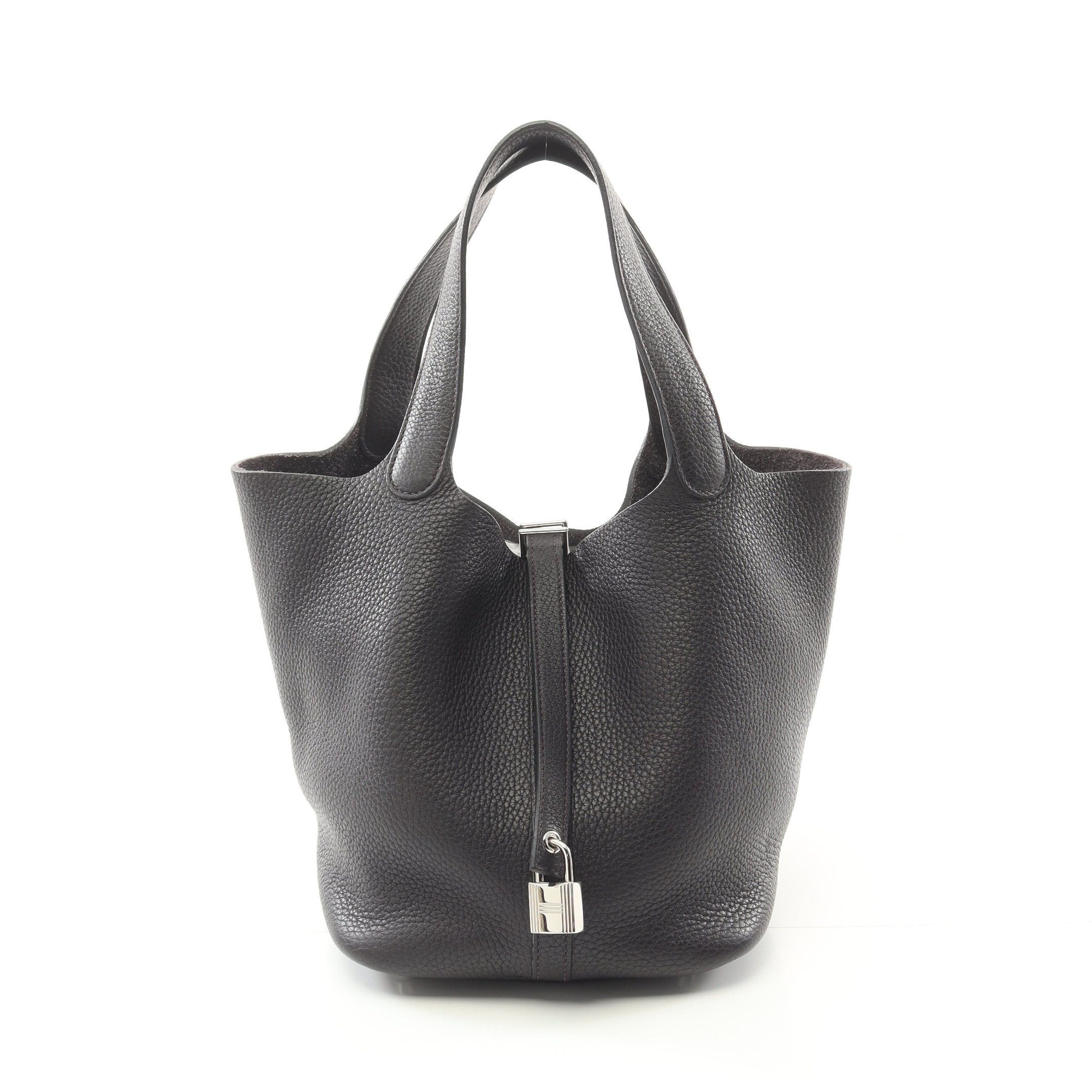 Hermes Hermes Picotane Lock Mm Leysin Handbag Clemence Leather Dark Purple Silver Hardware T Stamp Size ONE SIZE - 1 Thumbnail
