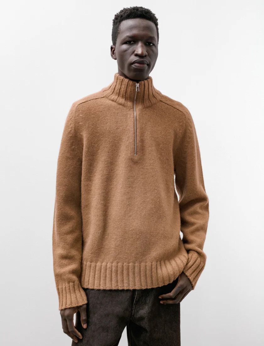 $540 - Bruno Alpaca Half Zip - Duffle Brown
