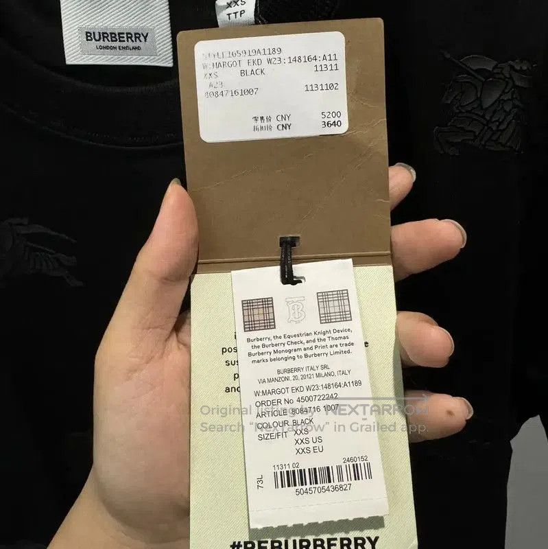 Burberry Burberry Black Cotton Women's T-Shirt. Size XXS / US 00 / IT 34 - 7 Thumbnail