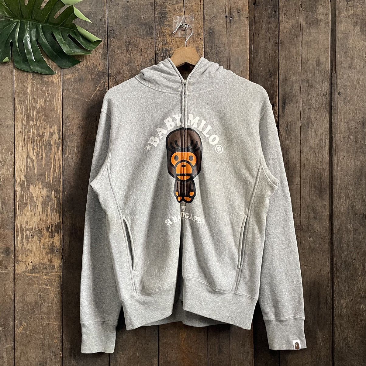 Bape A Bathing Ape White Baby Milo Monogram Full Zip Hoodie SZ S 