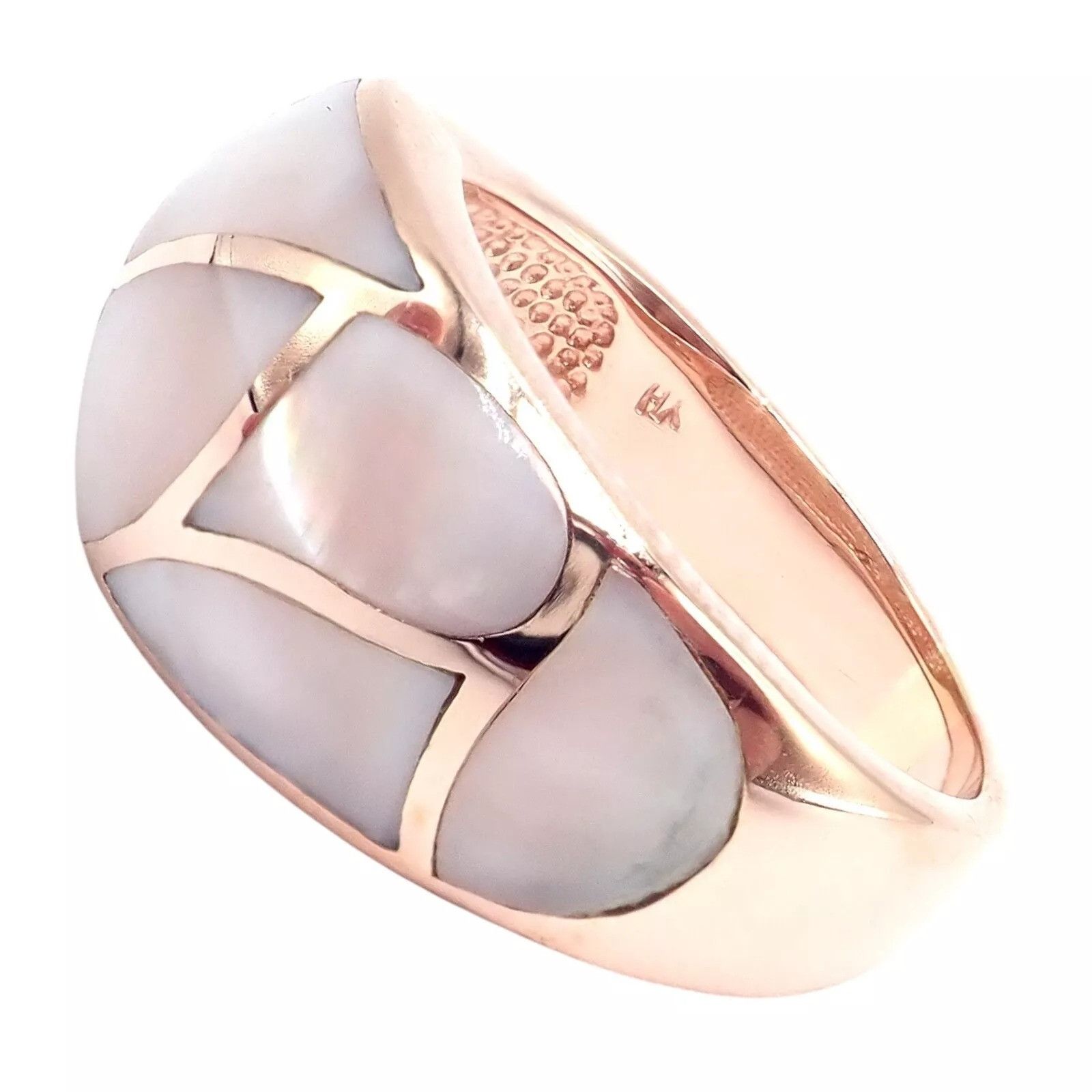 The Unbranded Brand Estate 14k Rose Gold Diamond Mother of Pearl Ring sz 7.5 Size ONE SIZE - 9 Thumbnail