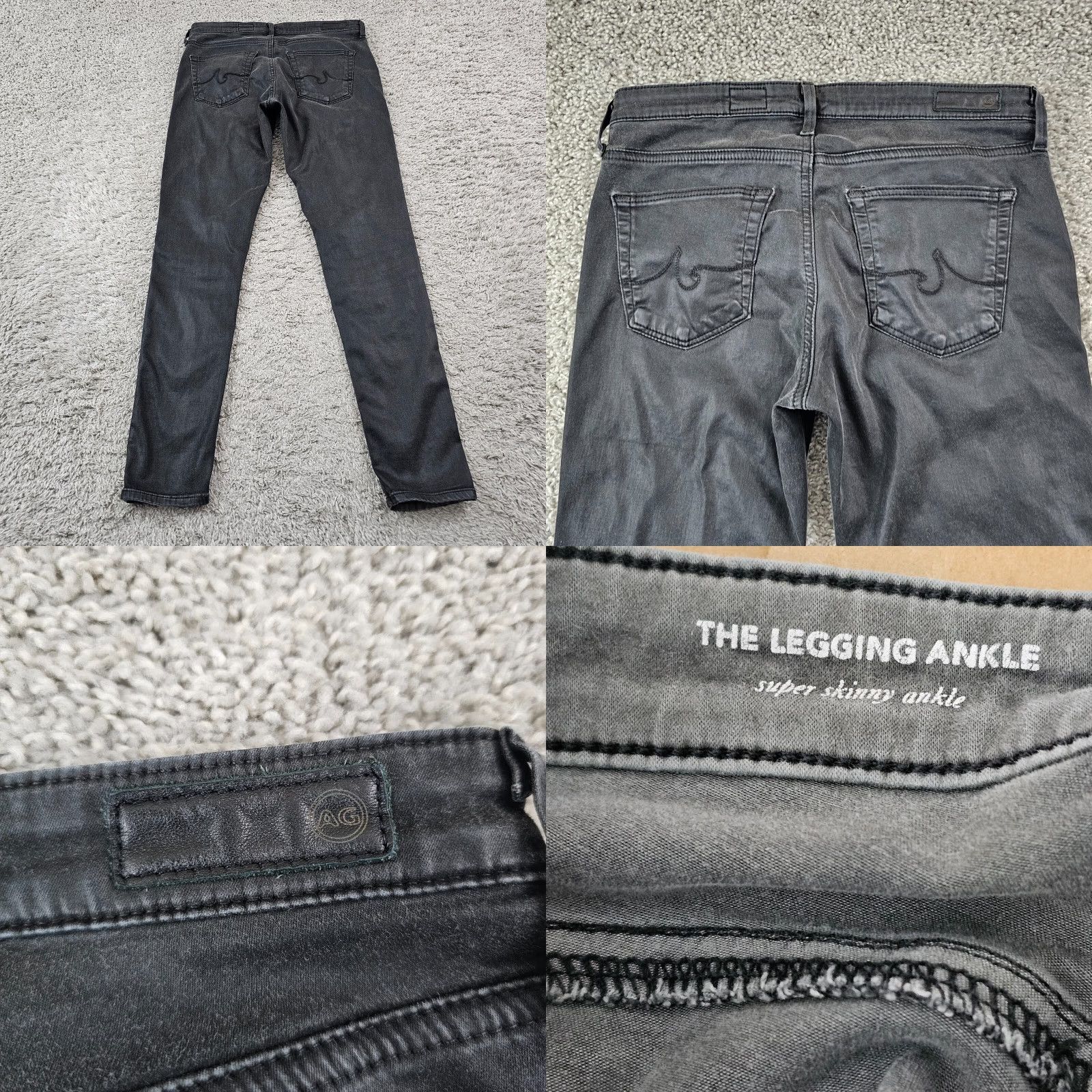 Vintage AG Adriano Goldschmied Coated Skinny Jeans Womens 28 Black 29 Inseam Regular Fit Size 28" / US 6 / IT 42 - 8 Thumbnail