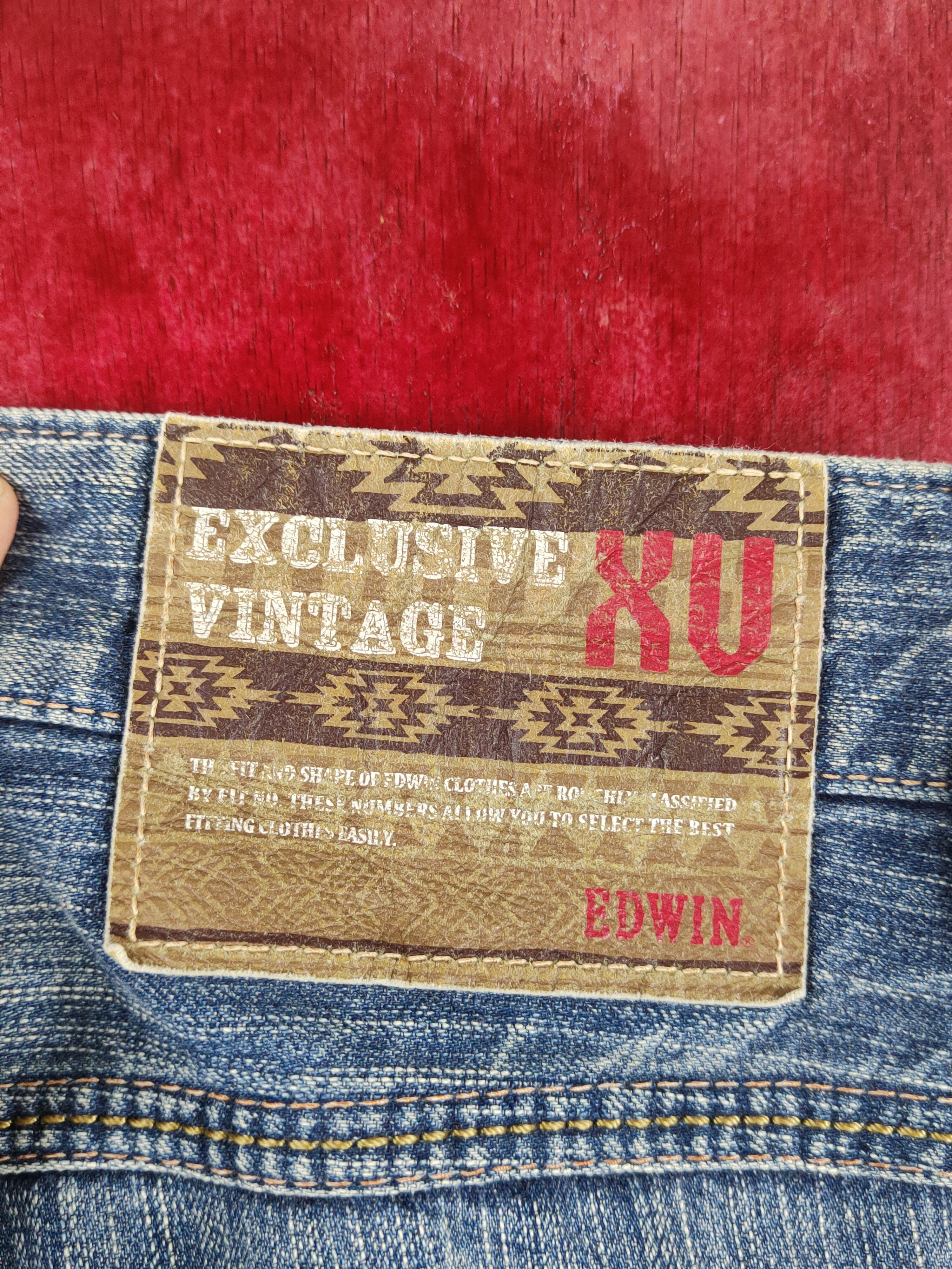 Edwin Edwin Dark Blue Faded Distressed Ripped Jeans #S2252 Size US 34 / EU 50 - 10 Thumbnail