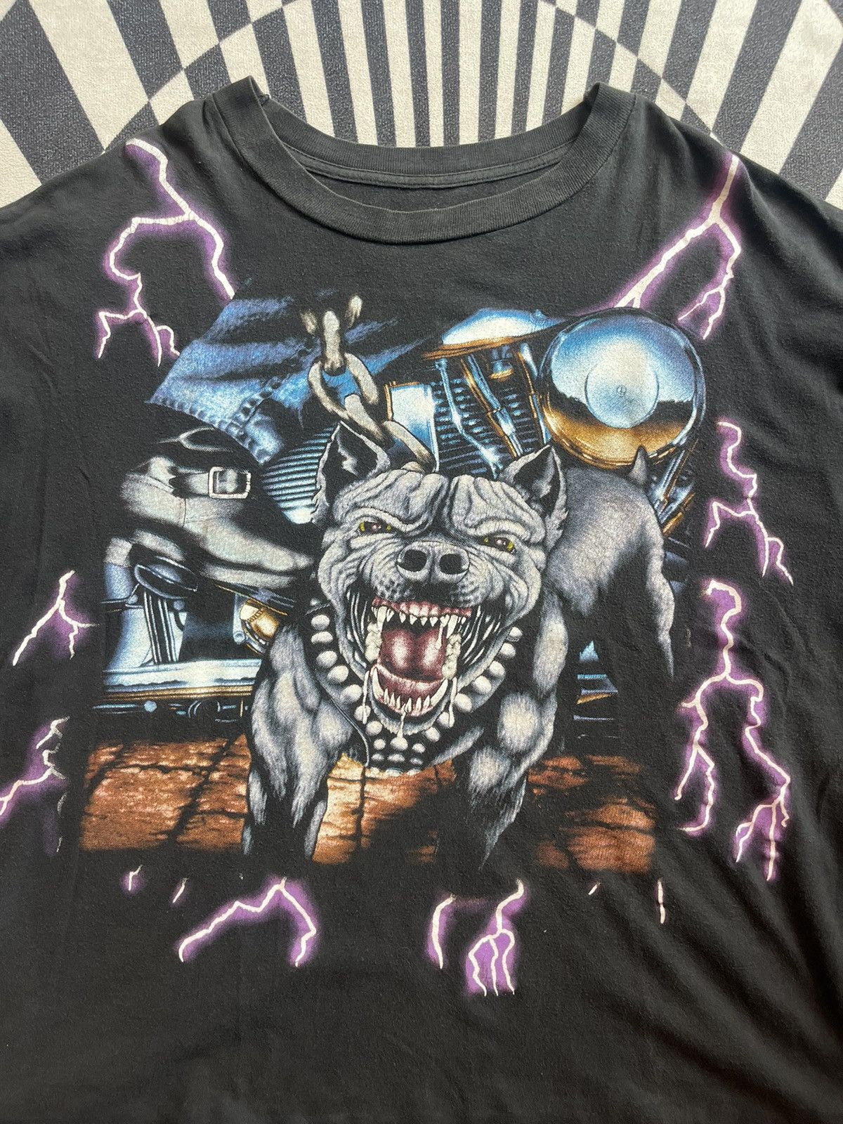 Vintage Vintage AMERICAN THUNDER PITBULL Bikeer 90’s Tshirt Size US XL / EU 56 / 4 - 5 Thumbnail