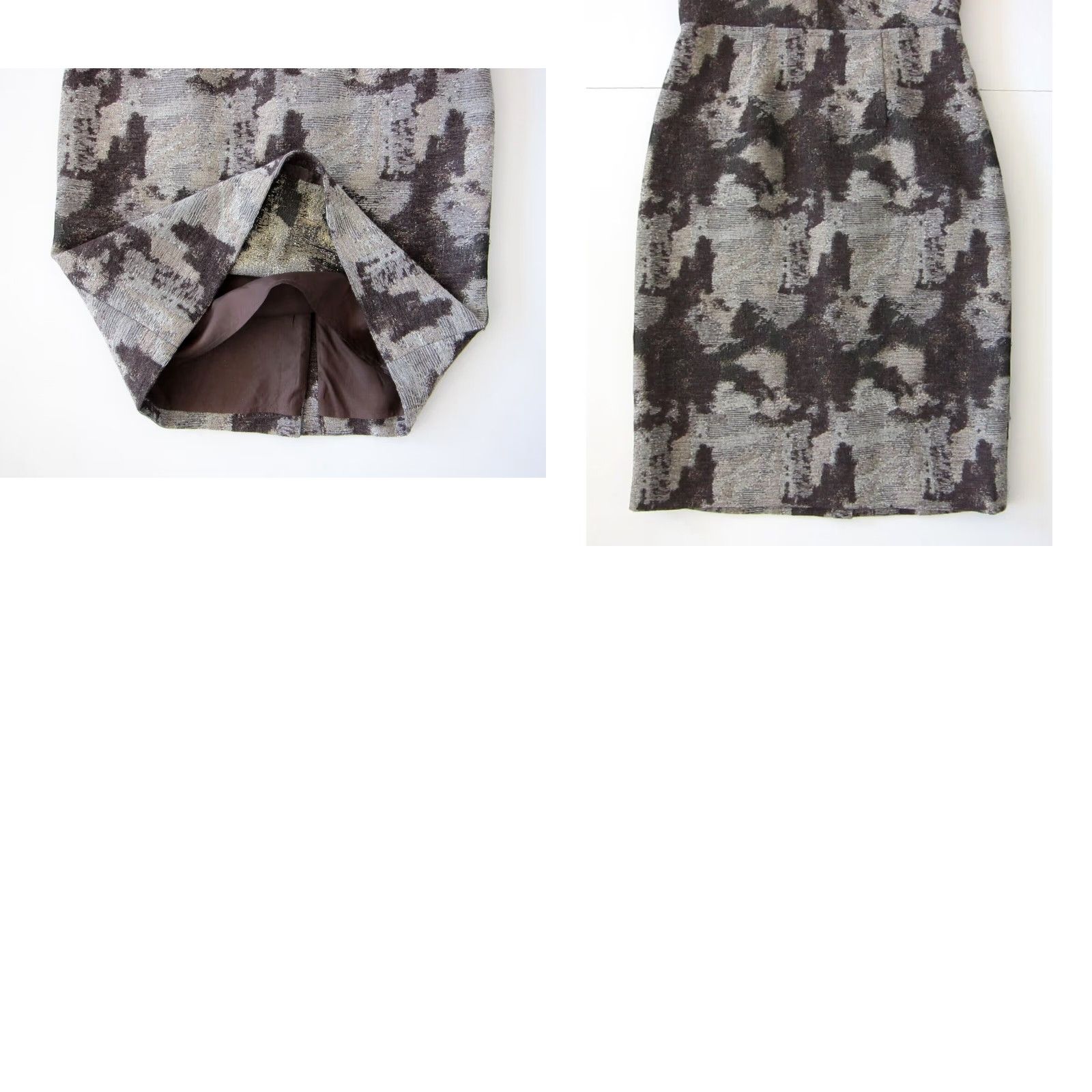Banana Republic Banana Republic Brown Grey Metallic Gold Camo Sleeveless Empire Sheath Dress 2 Size XS / US 0-2 / IT 36-38 - 8 Thumbnail