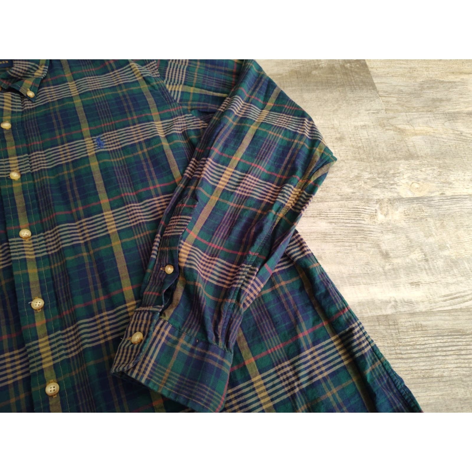 Polo Ralph Lauren VINTAGE Polo Ralph Lauren Shirt Men XL Button-Down Plaid Tartan Long Sleeve Casual Formal Summer Fall Winter Size US XL / EU 56 / 4 - 2 Thumbnail