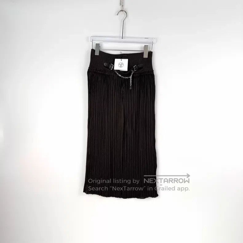 Hermes Hermes Dark brown leather chain pleated skirt Size 25" / US 0 / IT 36 - 6 Thumbnail