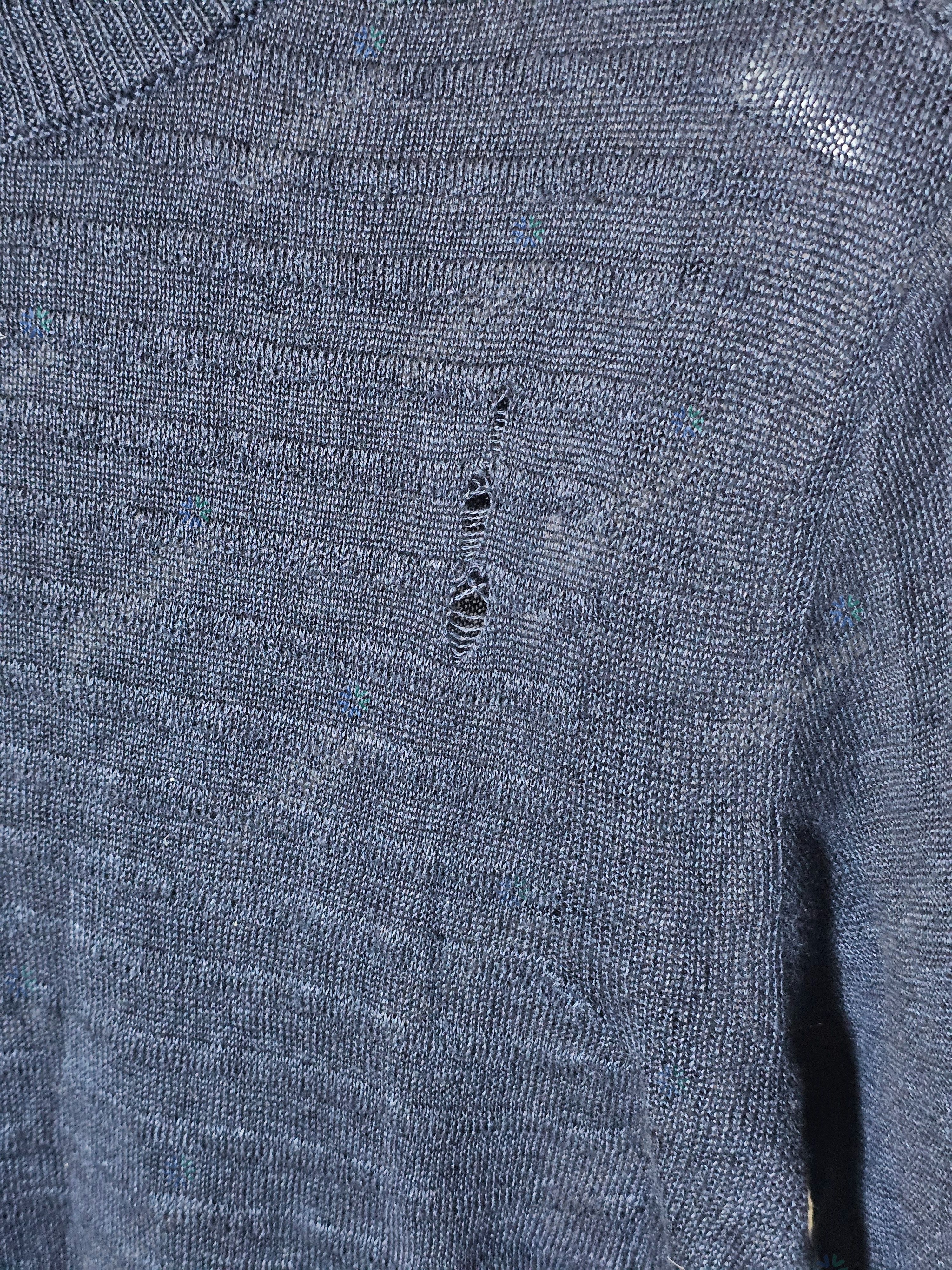 Balmain BALMAIN Linen Navy Stripe Gold Button Distressed Sweater S Size US S / EU 44-46 / 1 - 5 Thumbnail