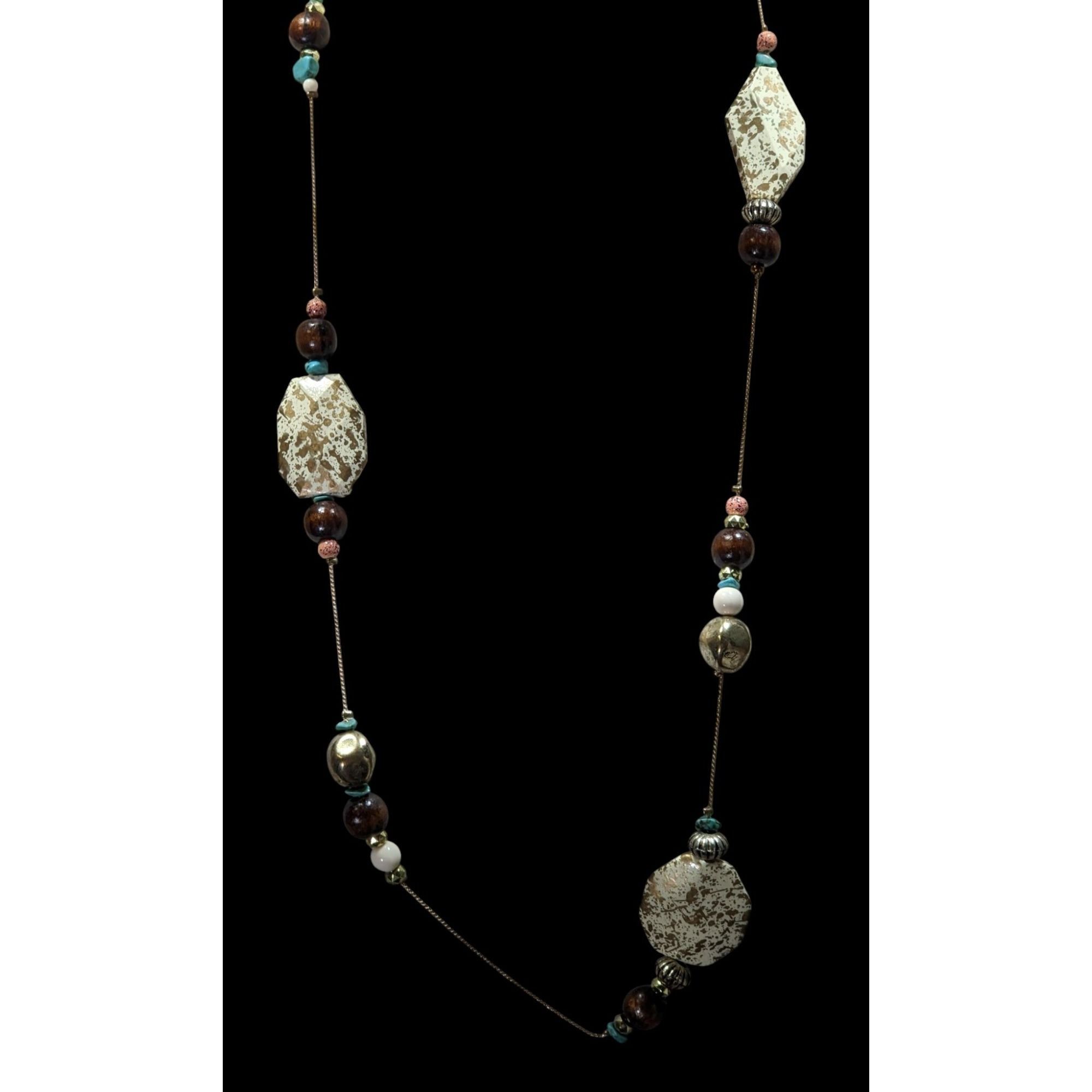 Other Vintage 90s Rustic Southwestern Beaded Station Necklace Size ONE SIZE - 3 Thumbnail