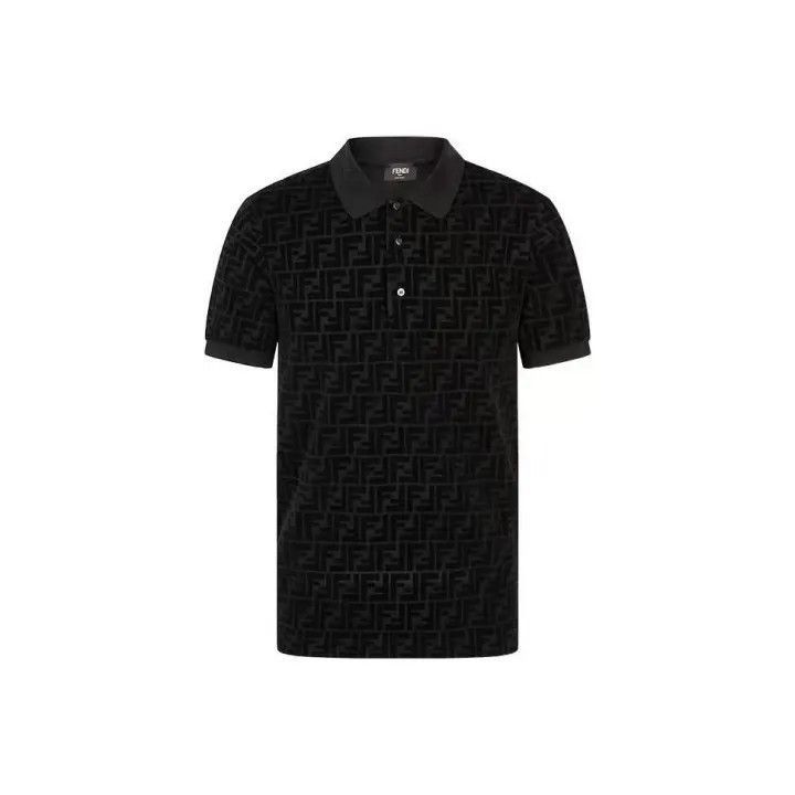 Fendi Fendi Black Logo Print Polo Shirt for Men -2507 Size US XXL / EU 58 / 5 - 1 Thumbnail