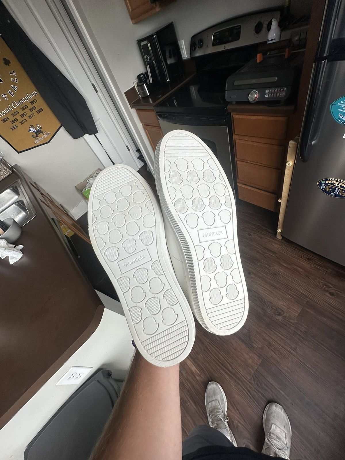 Moncler Men’a Moncler Monaco White Leather Shoes Size US 8 / EU 41 - 4 Thumbnail