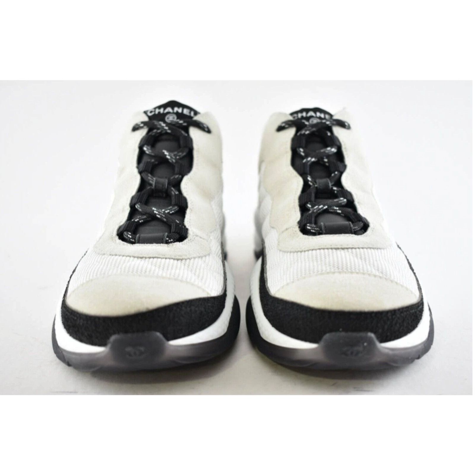 Chanel Chanel Suede White Lace Up Mid Top Trainer Sneaker 44 11 Size US 11 / EU 44 - 5 Thumbnail