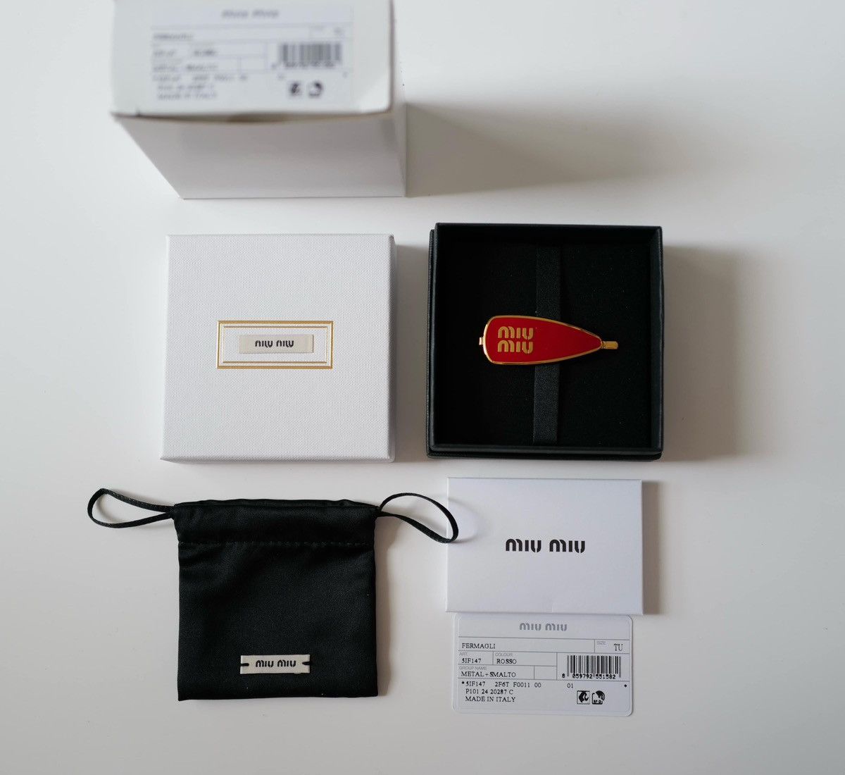 Miu Miu MIU MIU Enameled Metal Hair Clip RED Size ONE SIZE - 4 Thumbnail