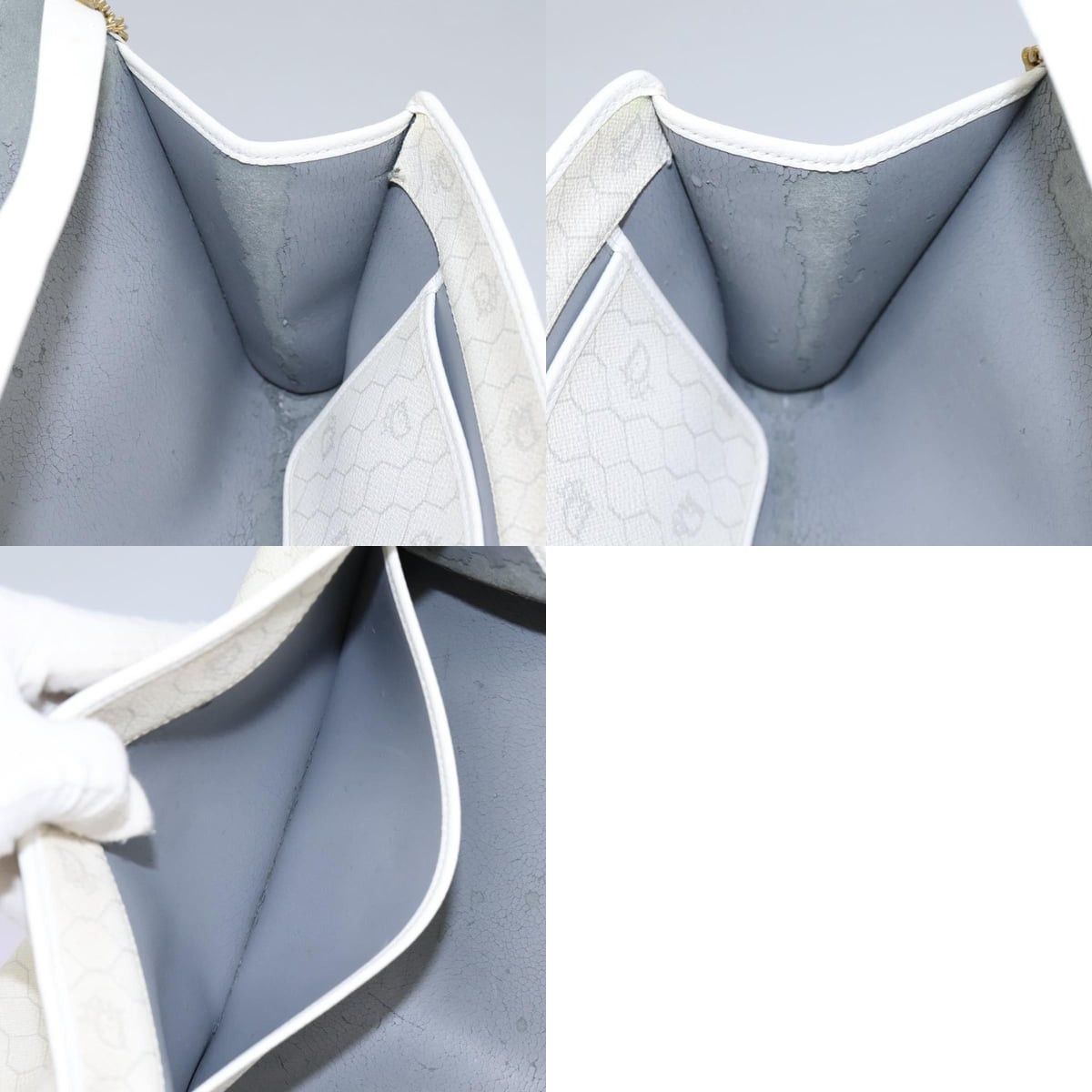 Dior DIOR Honeycomb Canvas Chain Shoulder Bag Pvc Leather White Size ONE SIZE - 13 Thumbnail