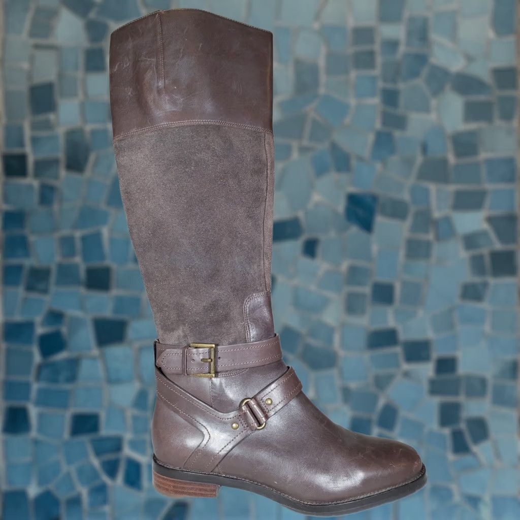 Vintage Joan & David Brown Suede / Leather Riding Boots Tall Ankle Strap Women's US 7 M Size US 7 / IT 37 - 1 Thumbnail