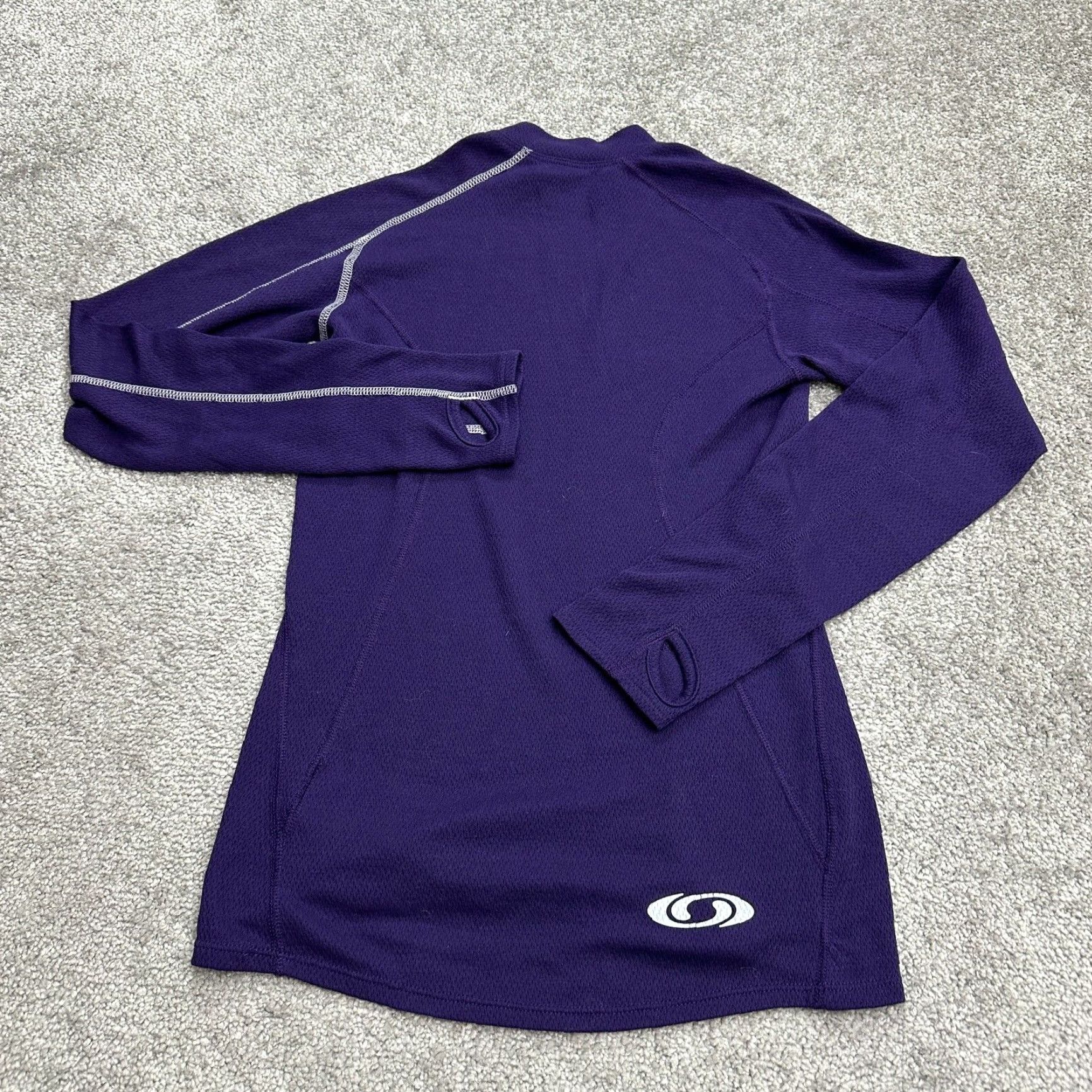 Salomon Salomon ActiLite Top Womens Small Blue Mock Neck Long Sleeve Thumbholes Size S / US 4 / IT 40 - 2 Thumbnail