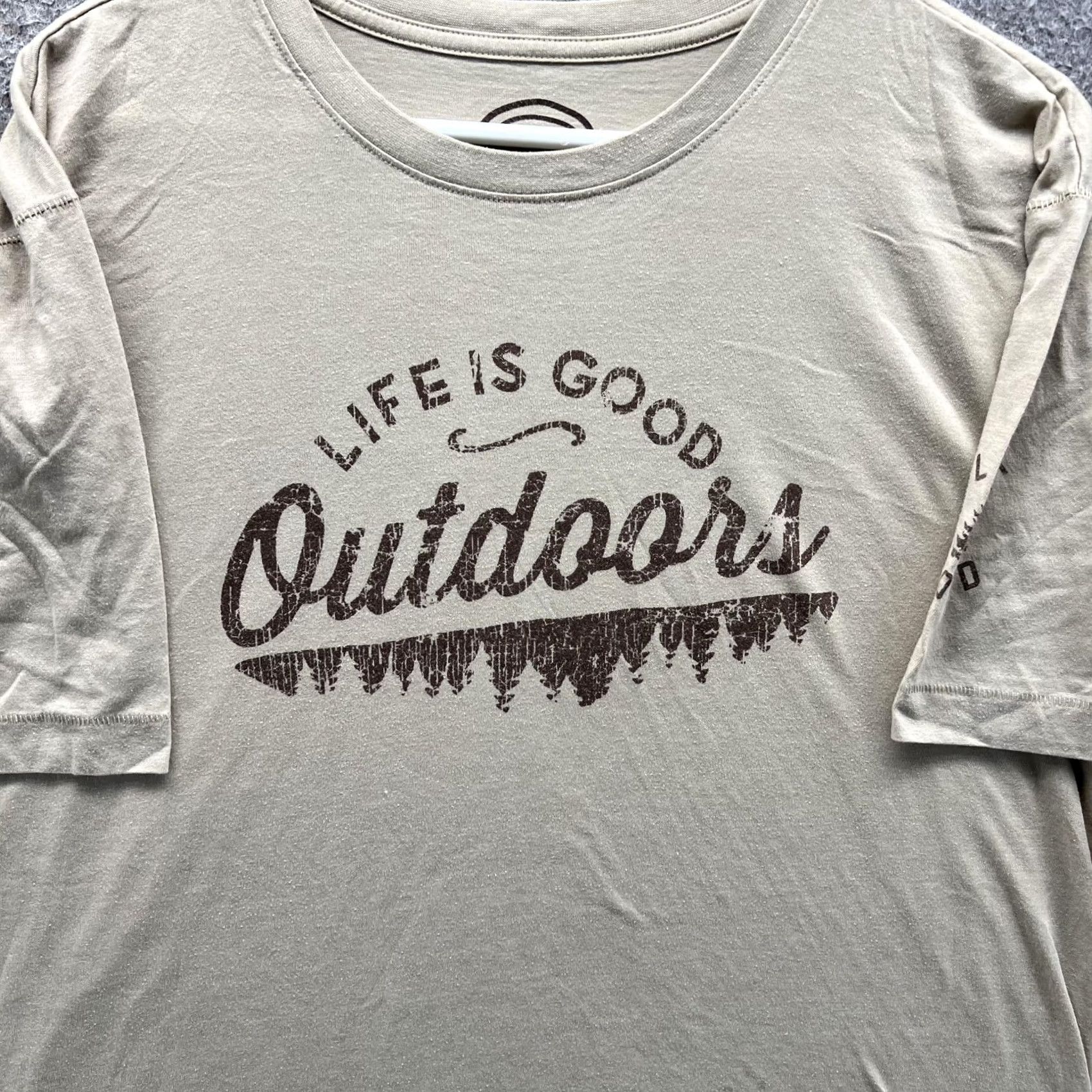 Life is Good Life is Good Outdoors Shirt Mens Large Beige Graphic Tee Hiking Camping Nature Shirt Size US L / EU 52-54 / 3 - 7 Thumbnail