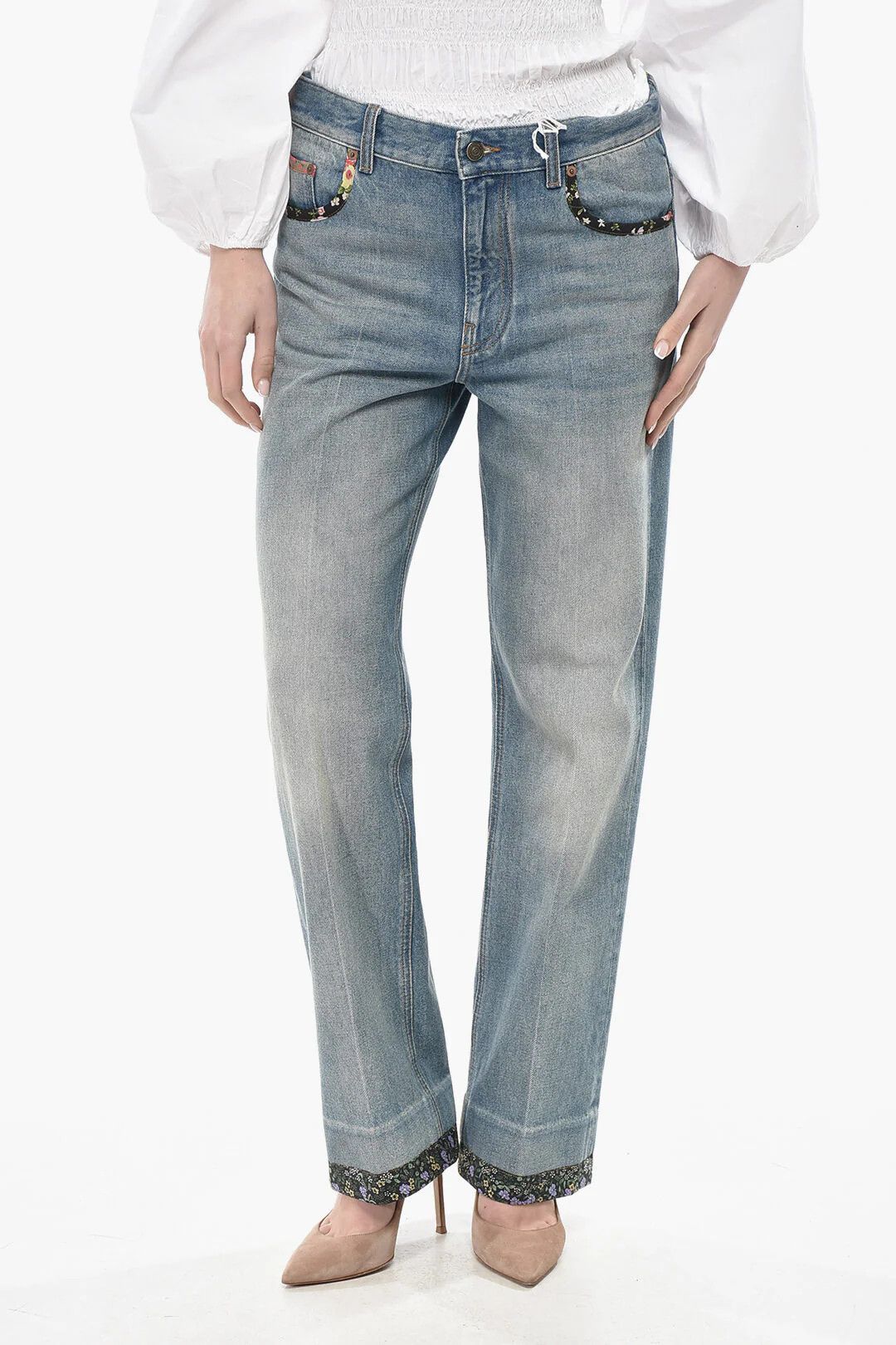 Valentino og1mm0426 Straight-Fit Cotton Jeans in Light Blue Size 26" / US 2 / IT 38 - 1 Thumbnail