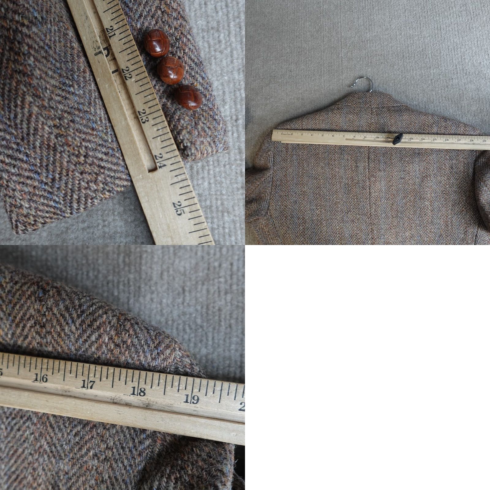 Harris Tweed VINTAGE Harris Tweed Sport Coat 42R Beige Herringbone Tweed Two-Button Blazer Mens Size 42R - 9 Thumbnail