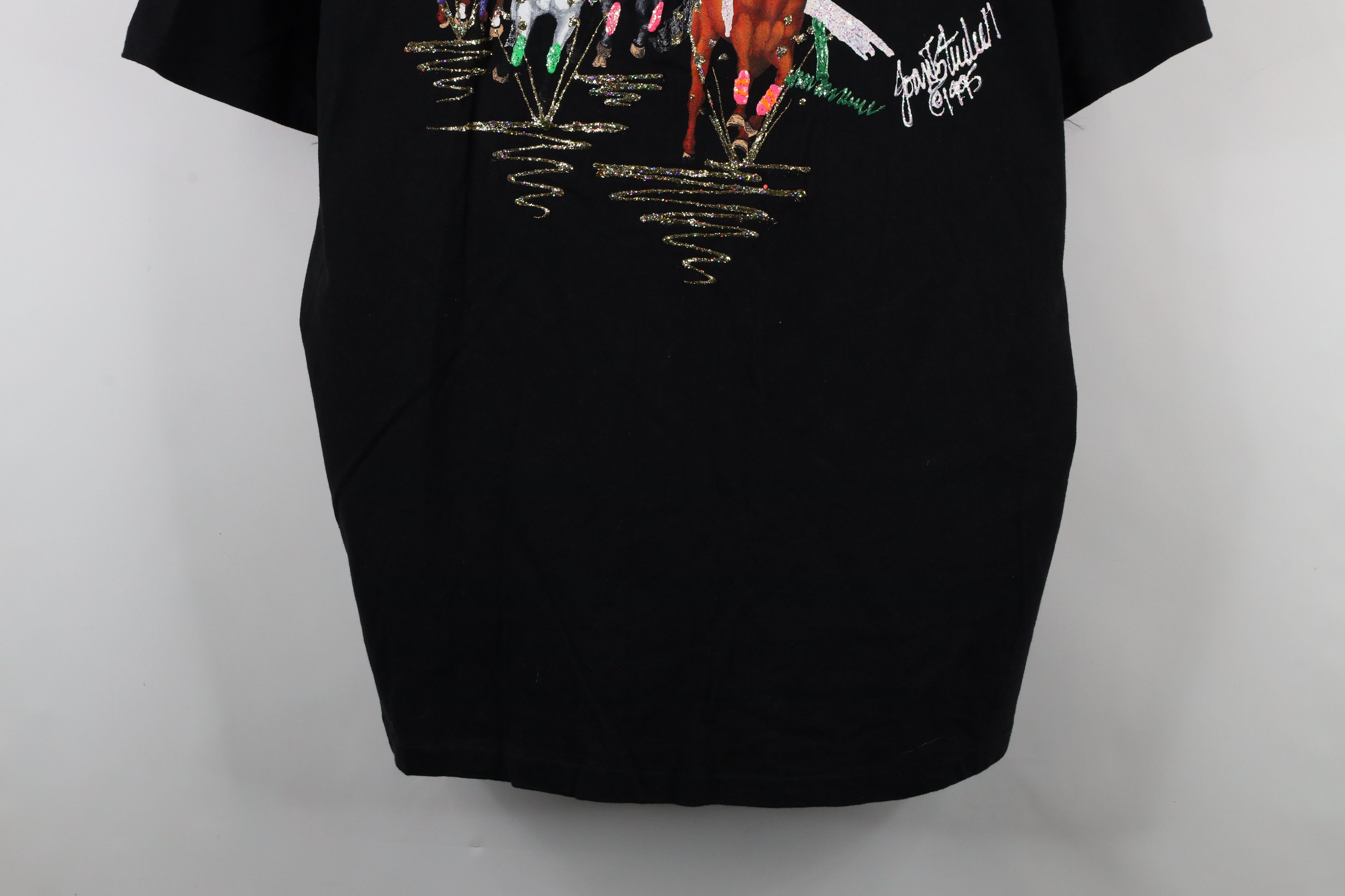 Vintage Vintage 90s Glue Horse Equestrian Racing T-Shirt Black USA Size XL / US 12-14 / IT 48-50 - 3 Thumbnail