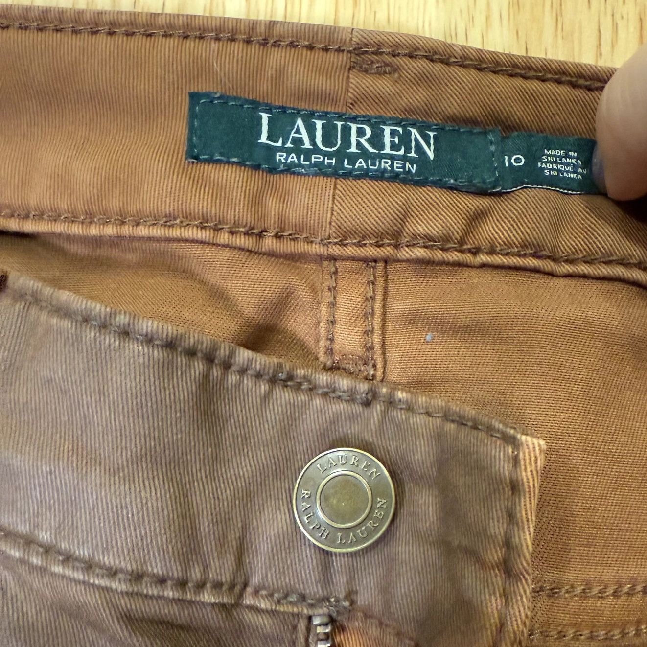 Ralph Lauren RALPH LAUREN Premier Skinny Ankle Waxed Denim Size 10 Brown Size 32" / US 10 / IT 46 - 4 Thumbnail