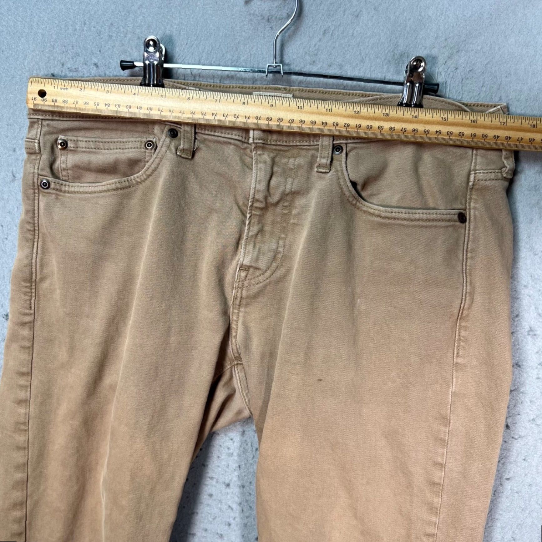 J.Crew J.CREW Slim Fit Pants Beige Stretch Cotton Blend 33 x 29 Mens Chino Straight Front Pocket Slah/Bayonet? Size US 33 - 6 Thumbnail