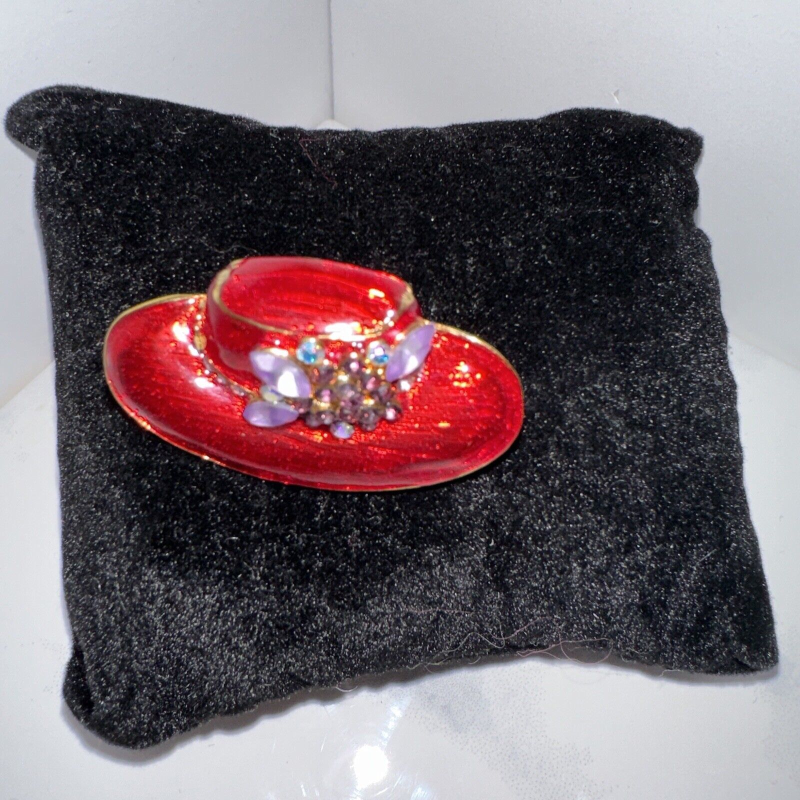 Vintage Red Hat Society Sun Red Purple & AB Rhinestones Brooch Pin Size ONE SIZE - 3 Thumbnail