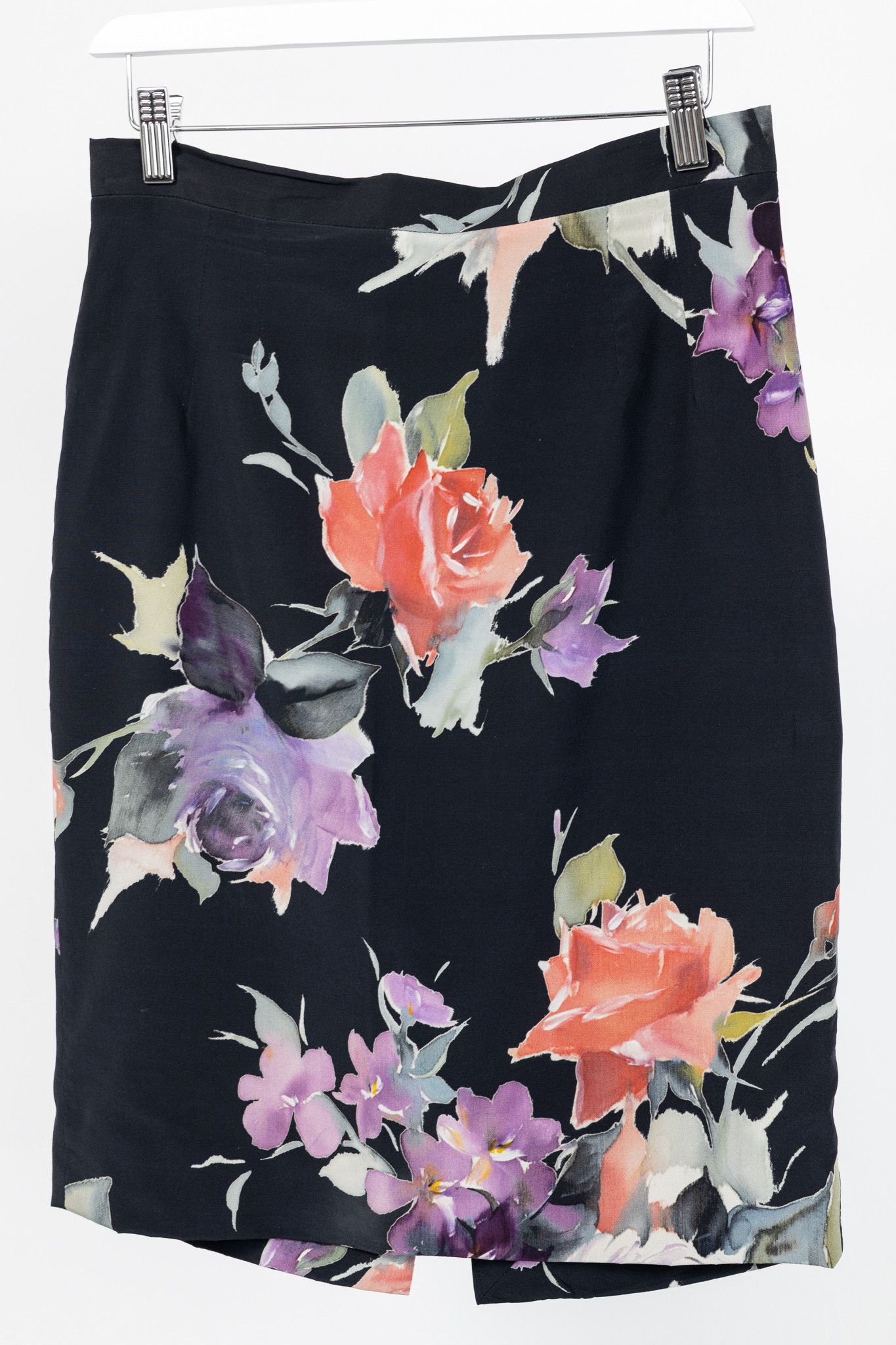 Dolce & Gabbana Dolce & Gabbana Black Floral Silk Pencil Skirt Size 30" / US 8 / IT 44 - 3 Thumbnail