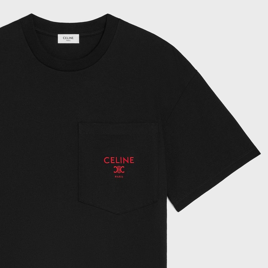 Celine o1d2blof0226 Cotton Jersey T-Shirt in Black Size US XL / EU 56 / 4 - 2 Thumbnail