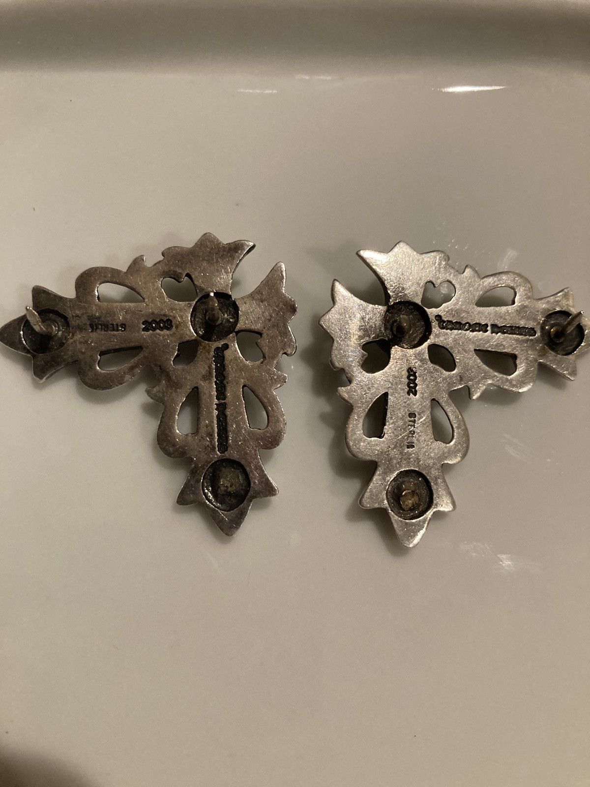 *RARE* Chrome Hearts Double Cross Collar Pins