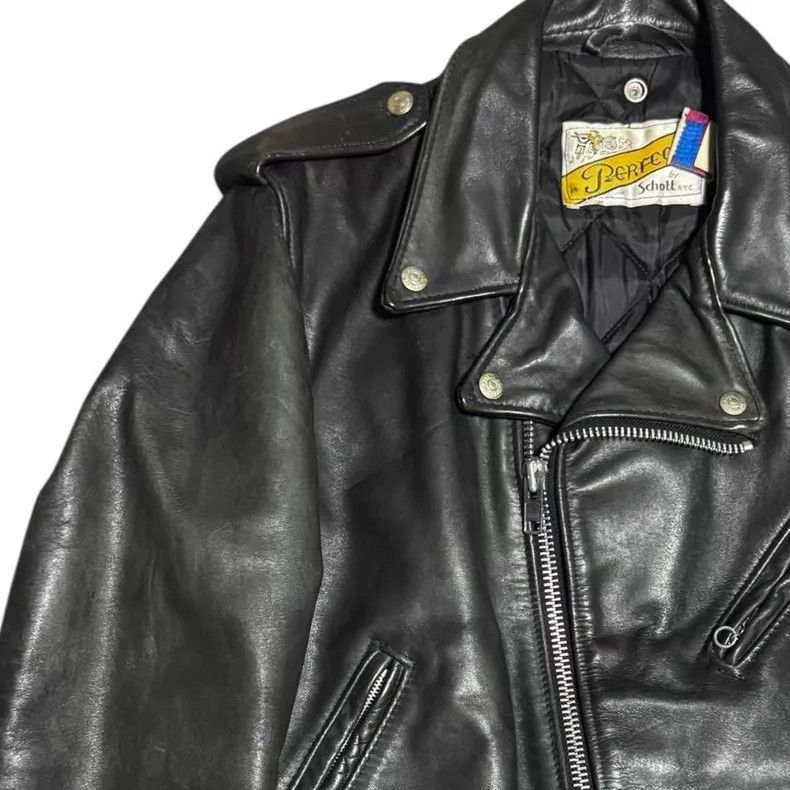 Schott Schott Classic diagonal zipper motorcycle leather jacket Size US L / EU 52-54 / 3 - 4 Thumbnail
