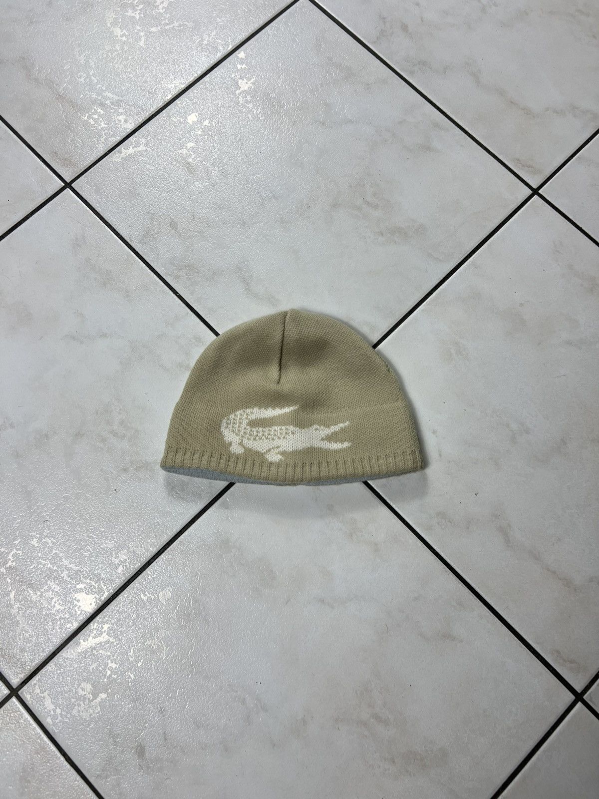 Lacoste Vintage Lacoste y2k big logo crocodile knit beanie hat drill Size ONE SIZE - 2 Thumbnail