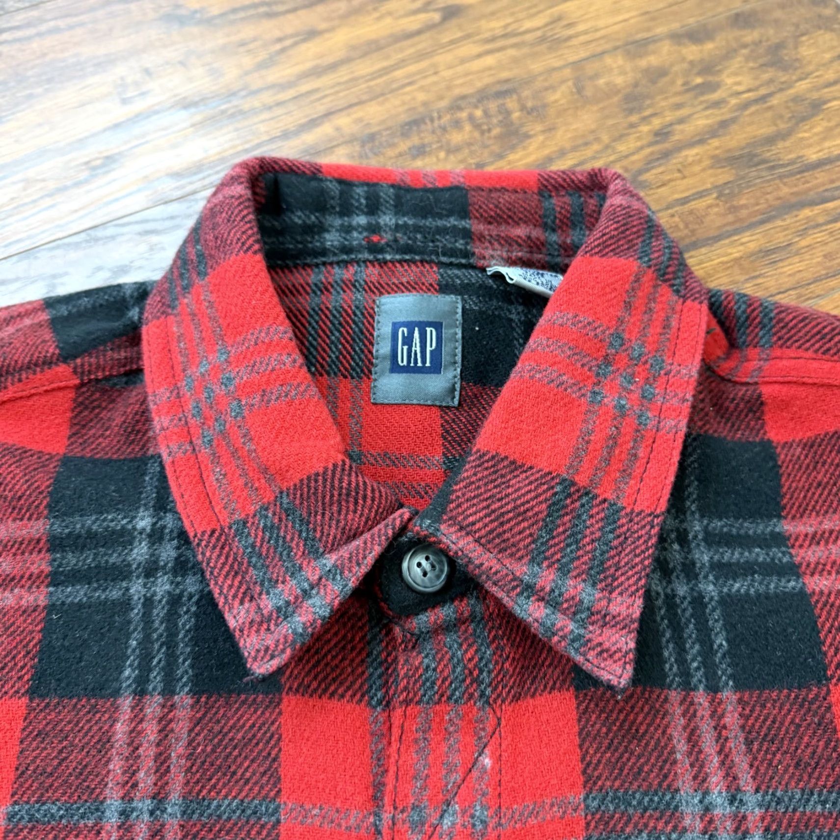 Gap VINTAGE GAP Shirt Mens XL Red Wool Blend Flannel Long Sleeve Pockets Size US XL / EU 56 / 4 - 4 Thumbnail