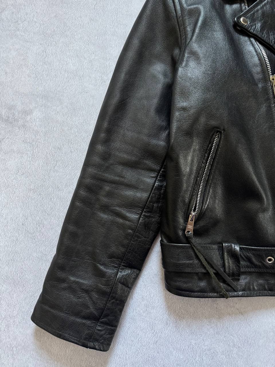 Leather Vintage 90s Biker Jacket Heavy Leather Size US M / EU 48-50 / 2 - 7 Thumbnail