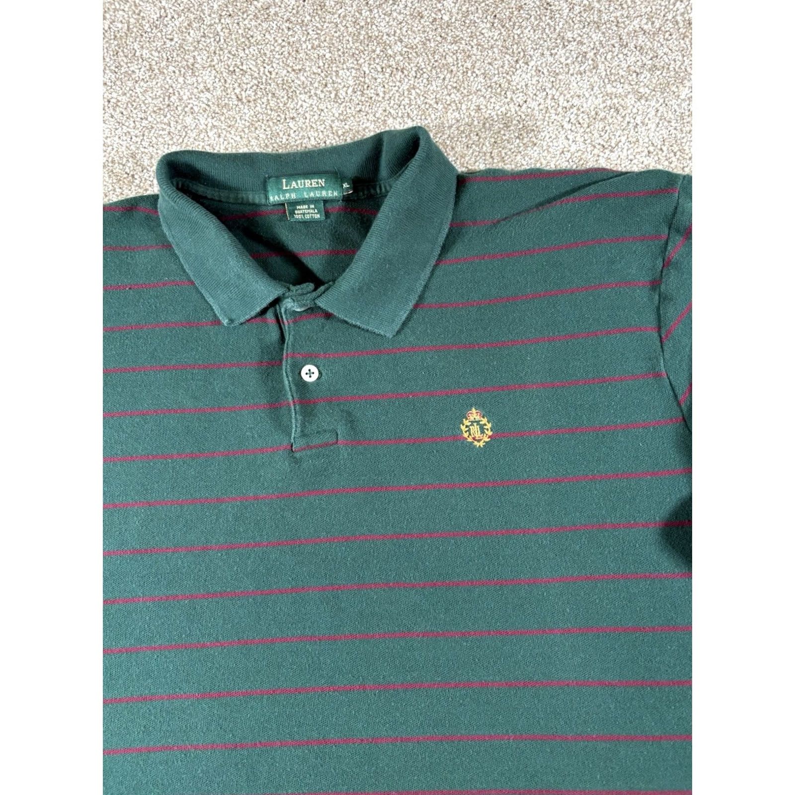 Ralph Lauren VINTAGE Ralph Lauren Polo Golf Shirt Mens XL Green Striped Collared Polo Size US XL / EU 56 / 4 - 2 Thumbnail