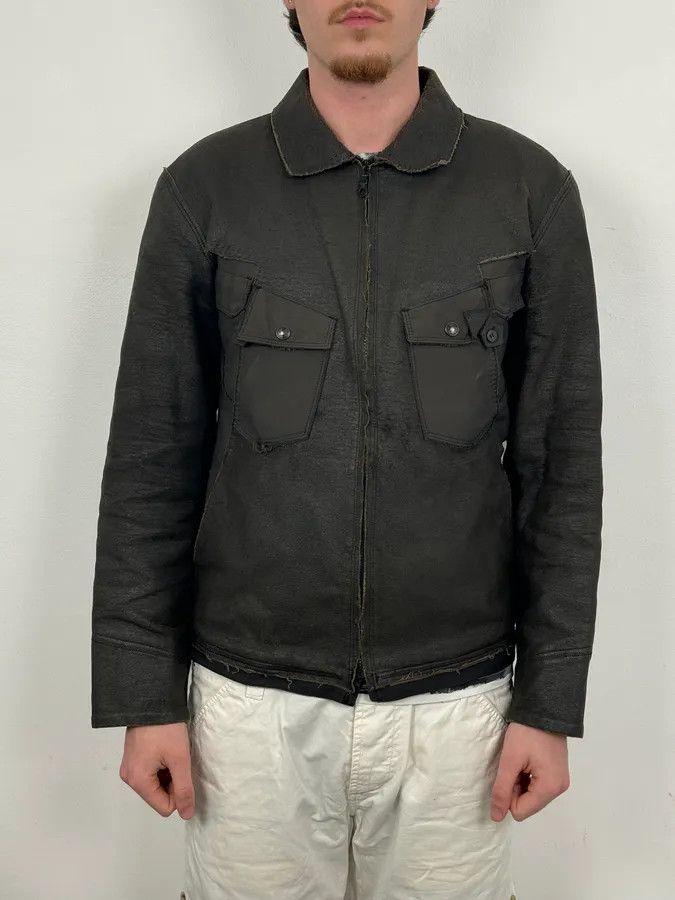 Marithe + Francois Girbaud 1990s Marithé + François Girbaud Avant-Garde Brut Grey Leather Jacket Size US M / EU 48-50 / 2 - 2 Thumbnail