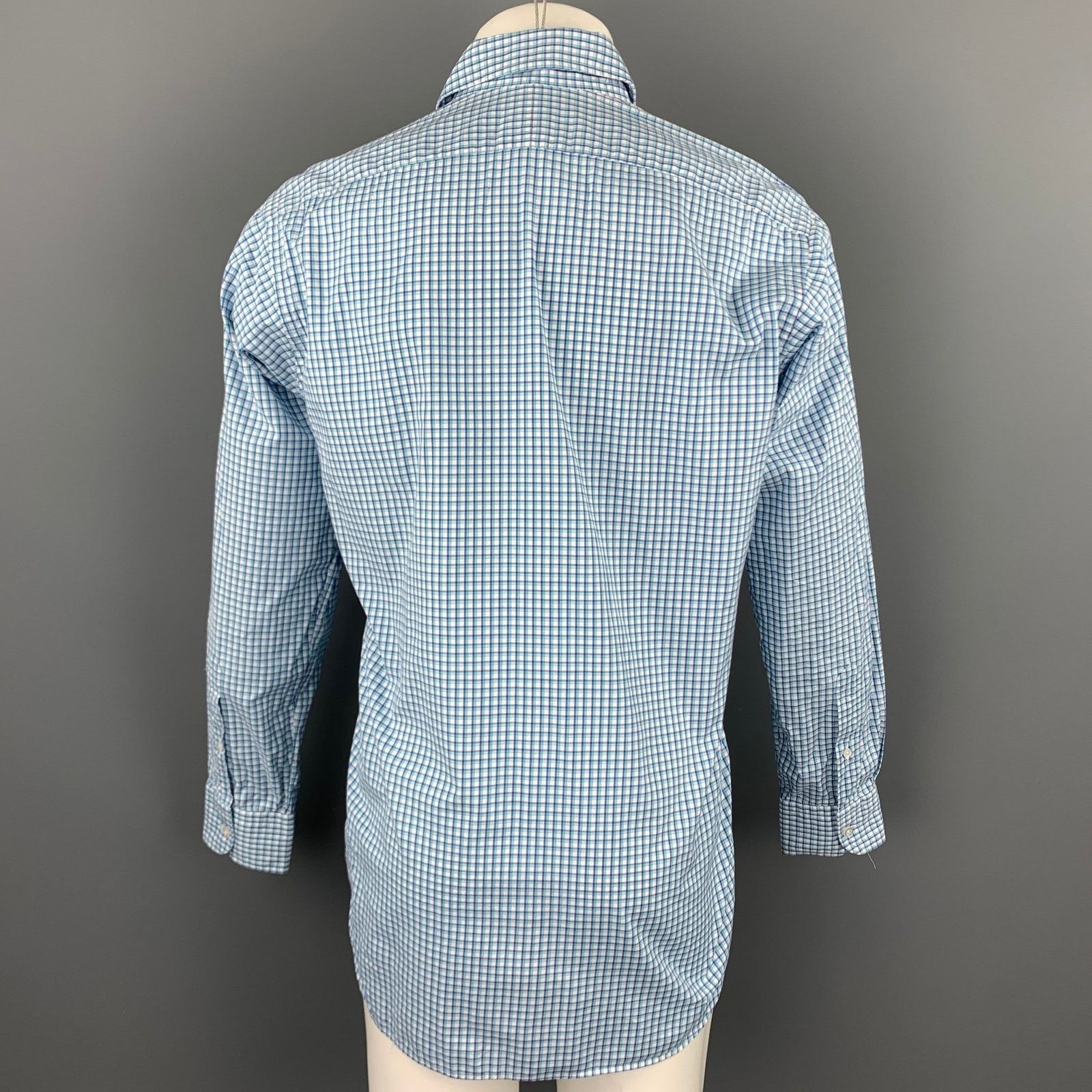 Hamilton Blue & Green Gingham Cotton Spread Collar Long Sleeve Shirt Size US S / EU 44-46 / 1 - 3 Thumbnail