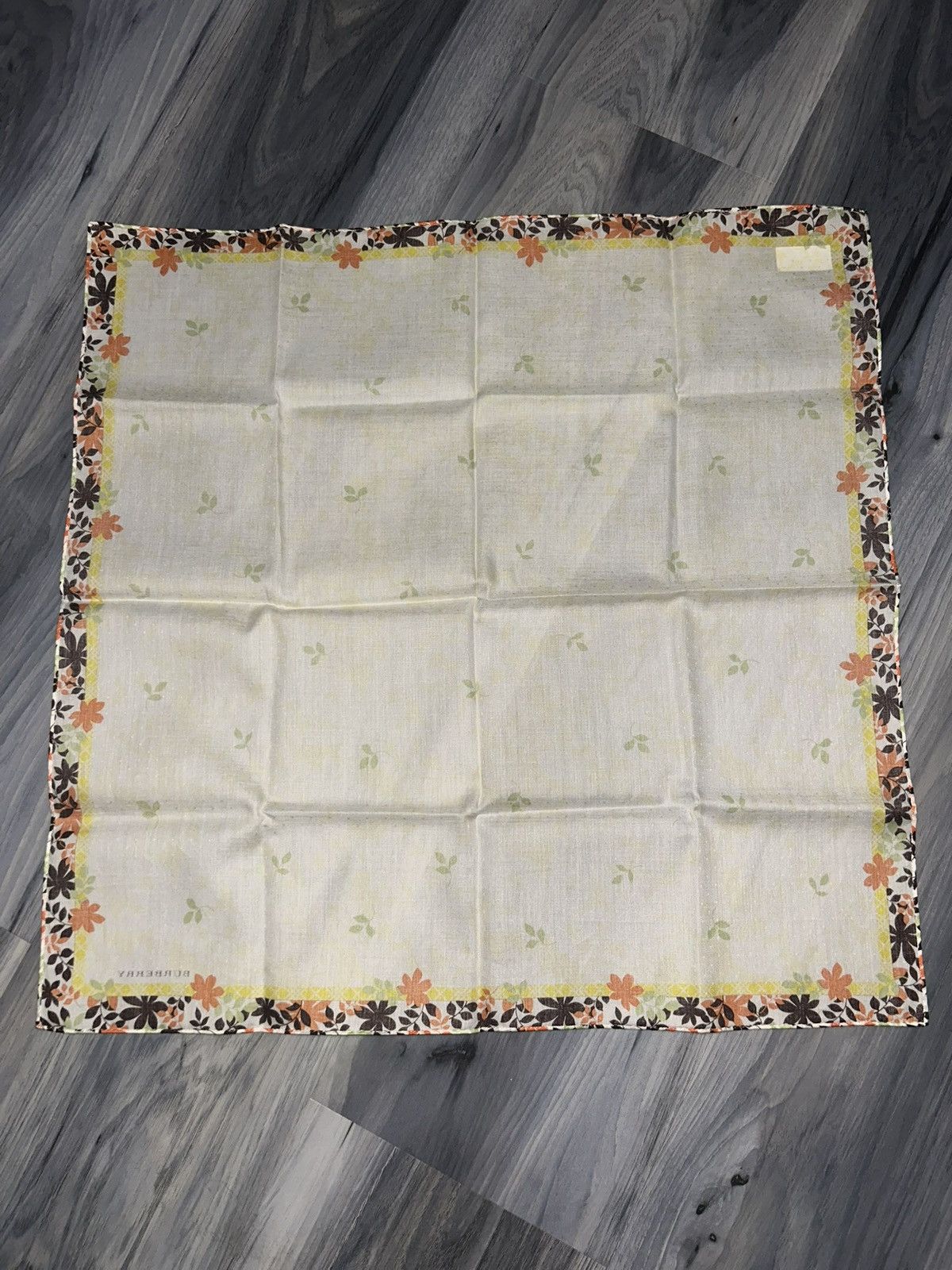 Burberry Burberry Orange & Brown Floral Border Cotton Handkerchief Size ONE SIZE - 10 Thumbnail