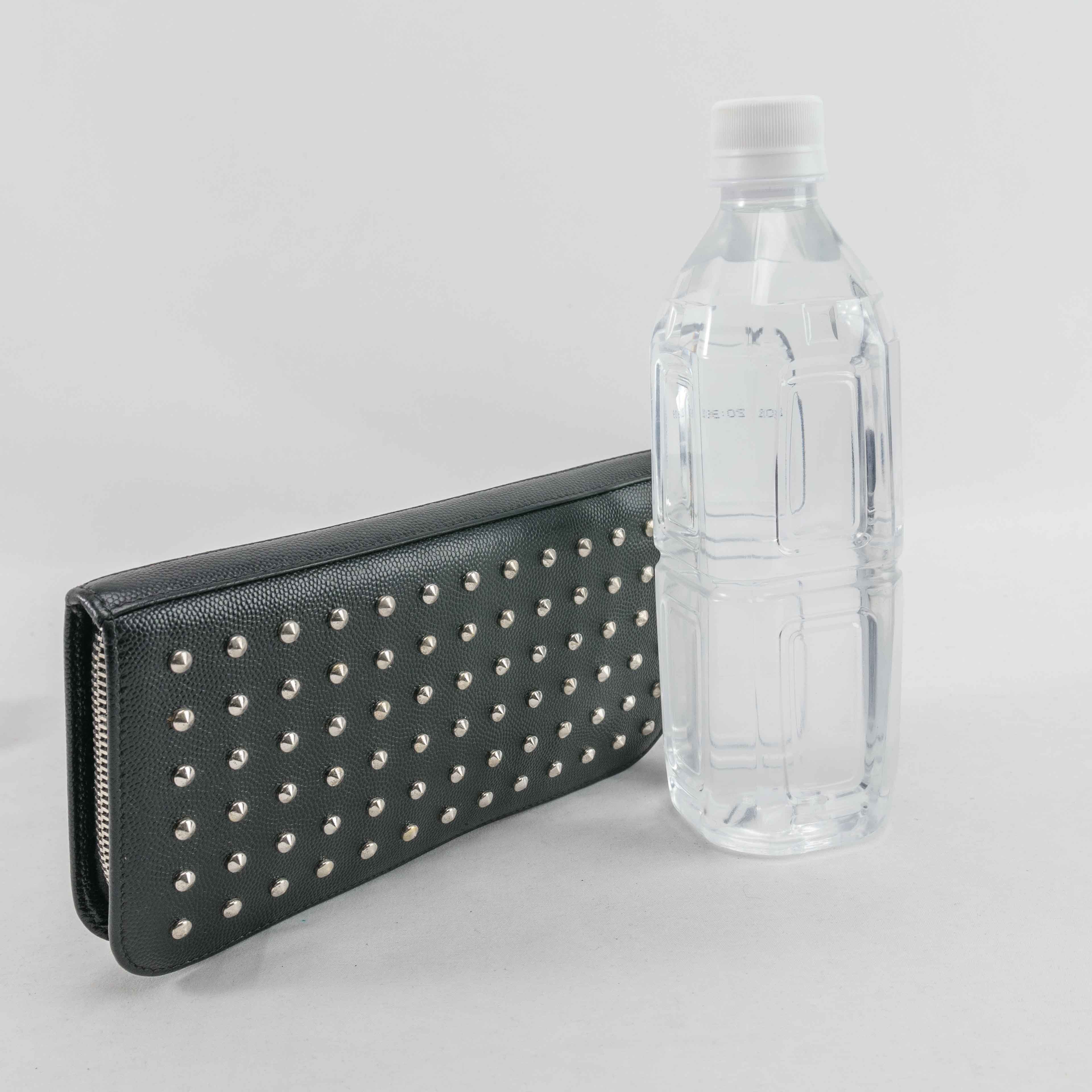 Yves Saint Laurent Saint Laurent Studded Zip-Around Wallet in Black Leather Size ONE SIZE - 22 Thumbnail