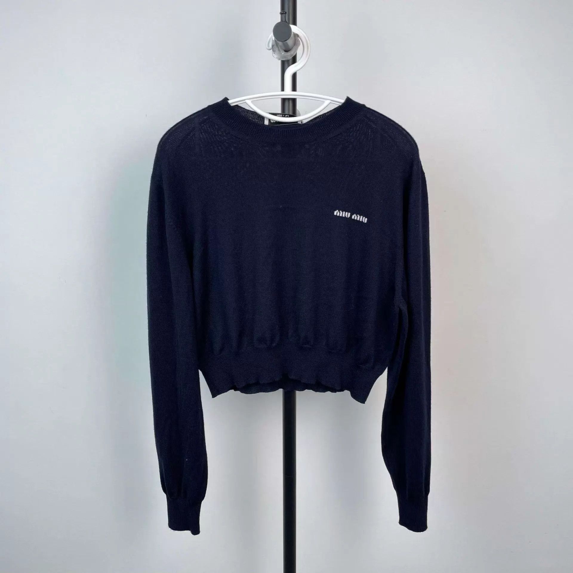 Miu Miu MIU MIU navy blue wool sweater 40 Size S / US 4 / IT 40 - 1 Thumbnail