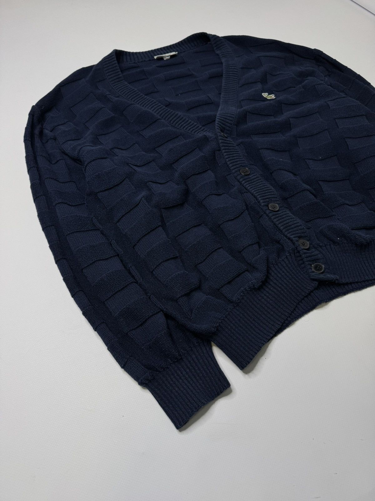 Lacoste Vintage geometrical Lacoste cardigan knit sweater old money Size US L / EU 52-54 / 3 - 5 Thumbnail