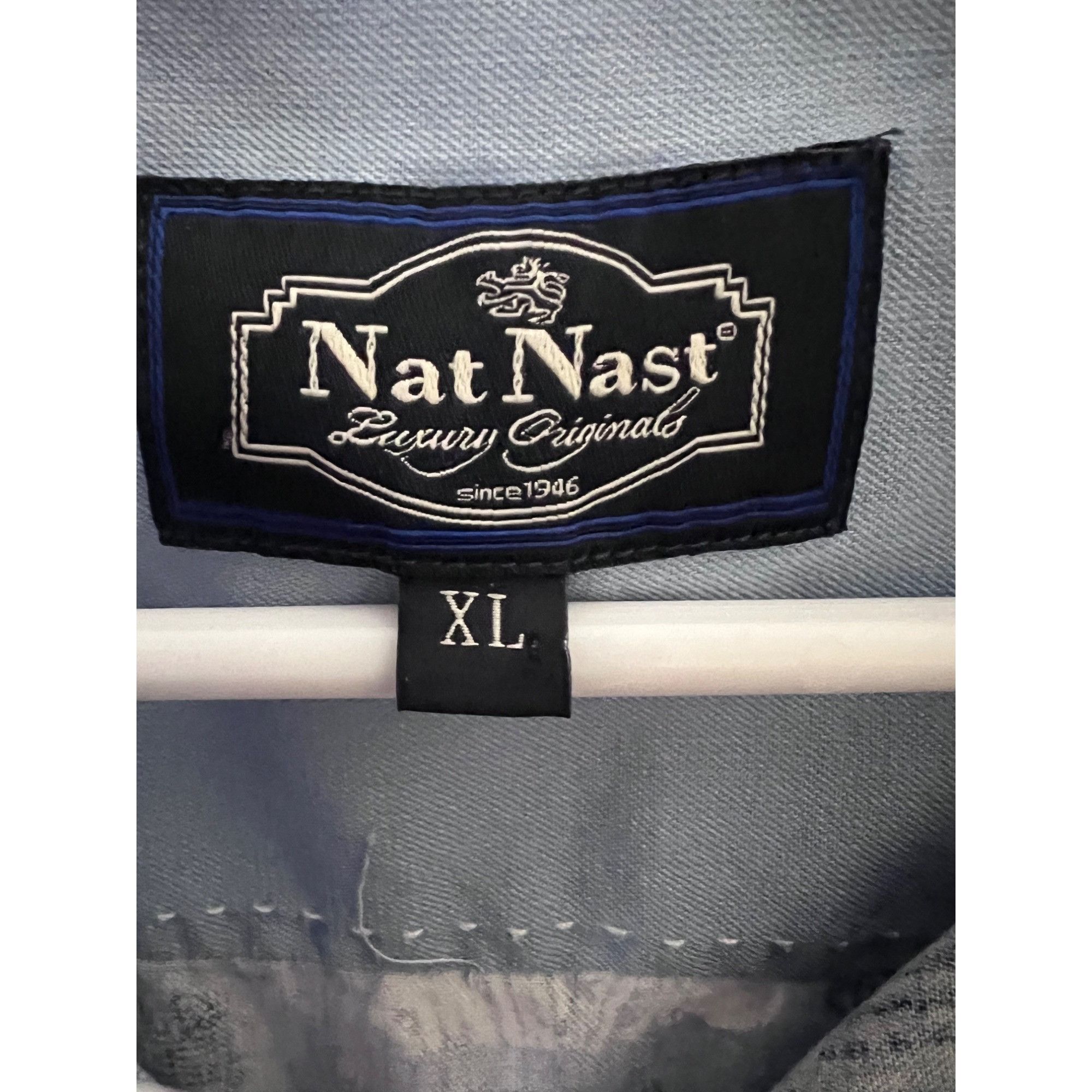 Nat Nast Nat Nast Mens Blue Silk Button Front Camp Shirt XL Pocket Co Size US XL / EU 56 / 4 - 5 Thumbnail