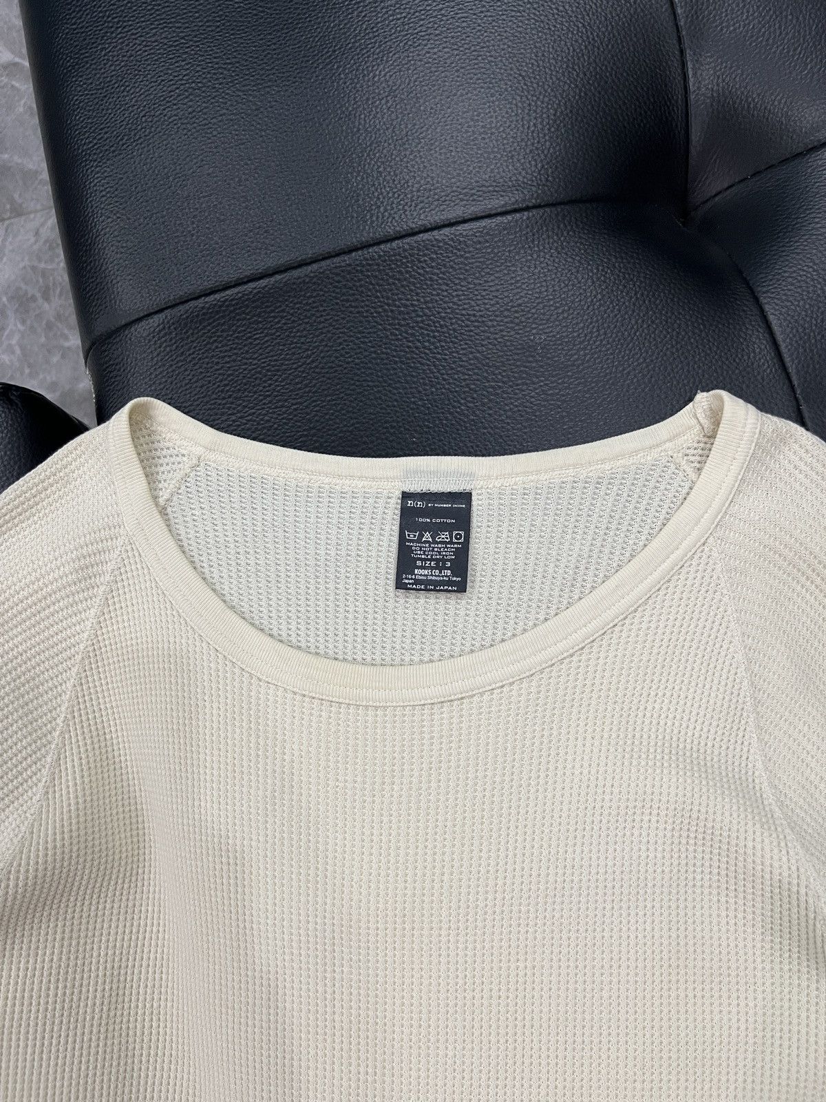 Number (N)ine Number (N)ine by N(n) Waffle Knit Long Sleeve Top Size US L / EU 52-54 / 3 - 4 Thumbnail