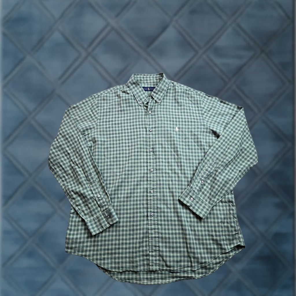 Polo Ralph Lauren Polo Ralph Lauren Shirt XL Green Check Button-Up Brushed Cotton Long Sleeve Slim Fit Mens Size US XL / EU 56 / 4 - 1 Thumbnail