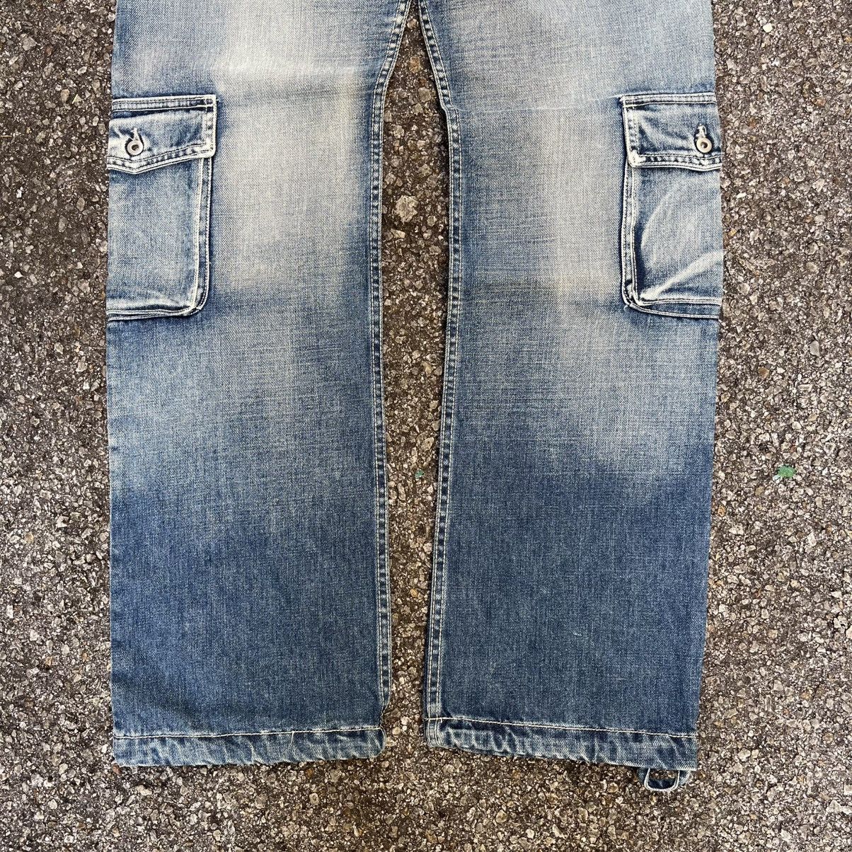 If Six Was Nine Cargo Jeans Multi Pocket Faded Washed Blue Denim Pants Size US 30 / EU 46 - 2 Thumbnail