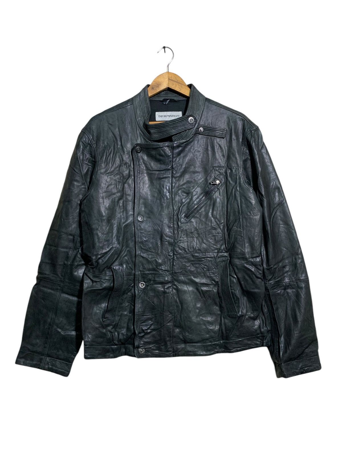 Emporio Armani 🔥RARE EMPORIO ARMANI SHEEPSKIN LEATHER BIKER JACKETS Size US M / EU 48-50 / 2 - 1 Thumbnail