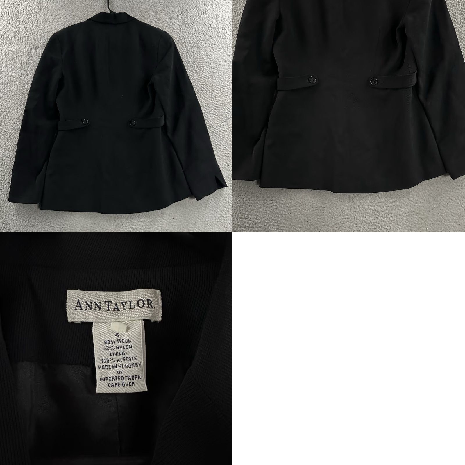 Ann Taylor Ann Taylor Blazer Womens Black Size 4 Wool Blend Button Front Lined Jacket Size S / US 4 / IT 40 - 8 Thumbnail