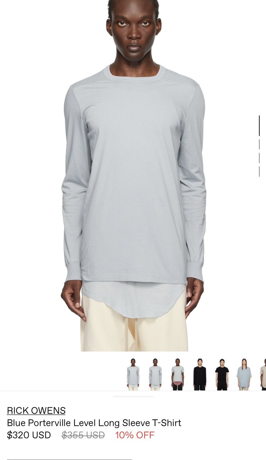 Rick Owens Level Long Sleeve T-Shirt in White | SVD USA