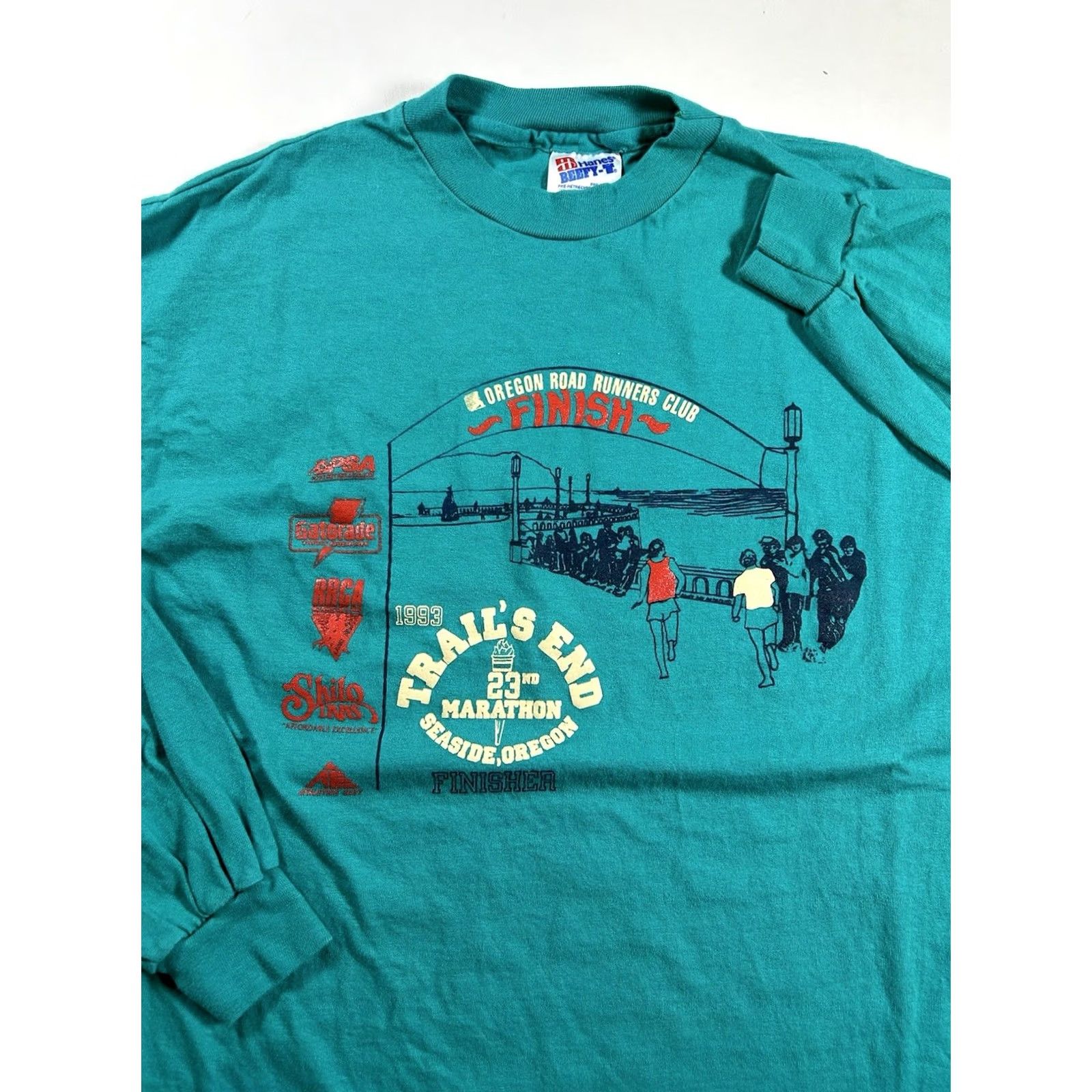 Hanes VINTAGE Oregon Road Runners Club Trail’s End 23rd Marathon Finisher 1993 Tee LRG Size US L / EU 52-54 / 3 - 2 Thumbnail